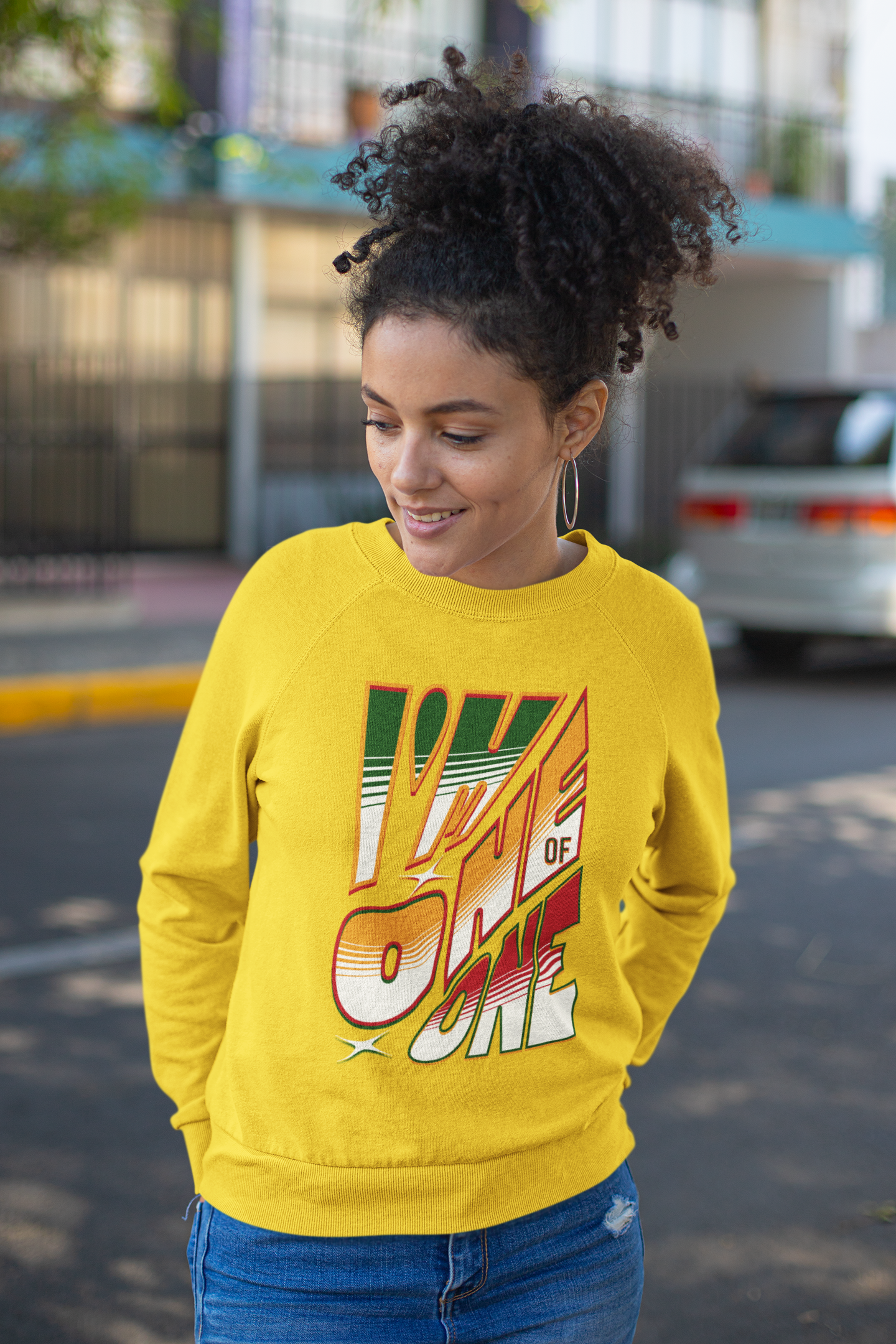 Vibrant One of One Sweatshirt, Juneteenth Garment-Dyed Sweatshirt, Red, Yellow, Green Sweatshirt, Trendy Afrocentric Color Shirt