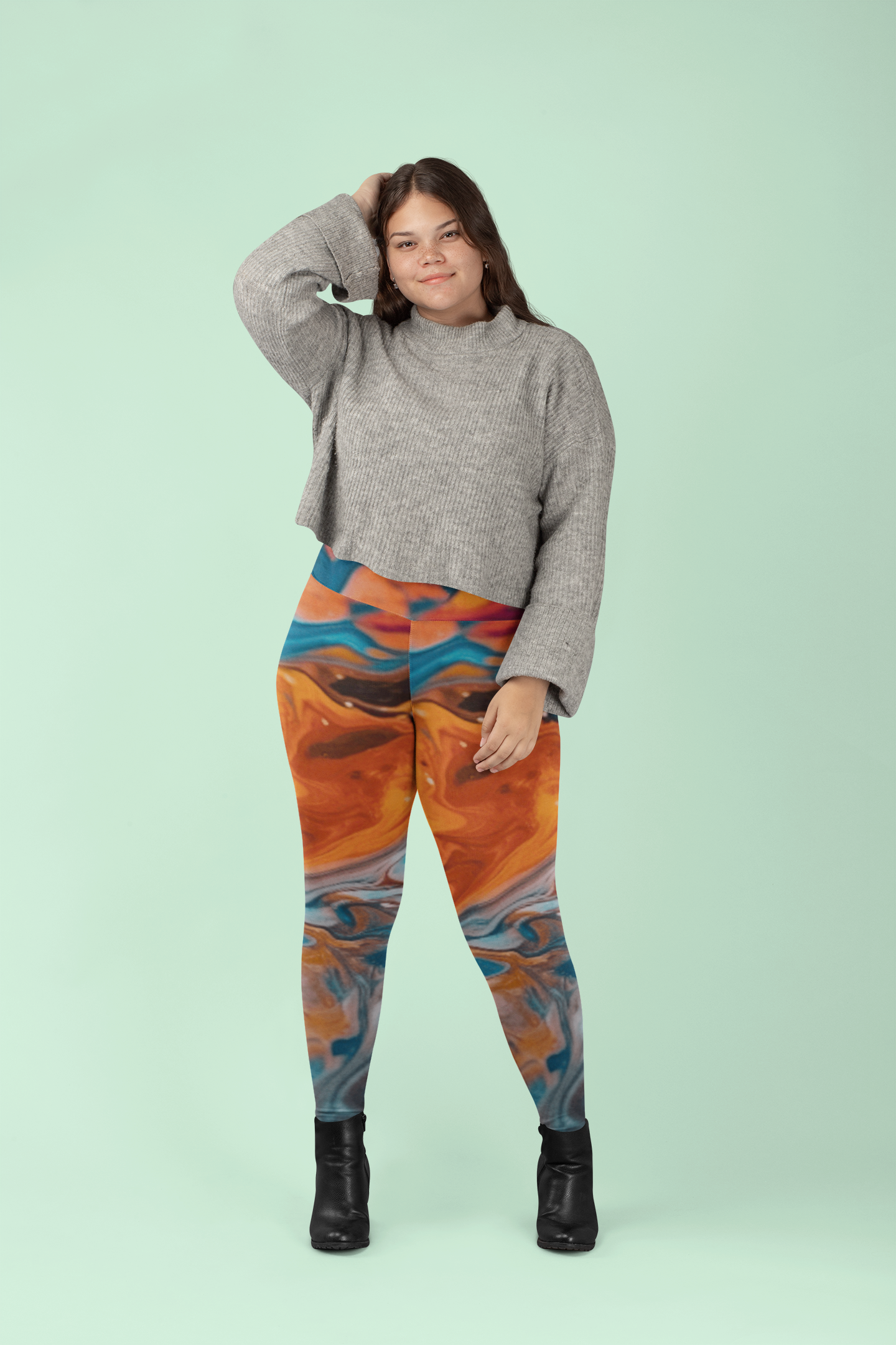 Vibrant Abstract Patterned Leggings, Stylish Activewear for Women, Perfect for Yoga, Dance, or Casual Outings, Gifts for Fitness Instructor