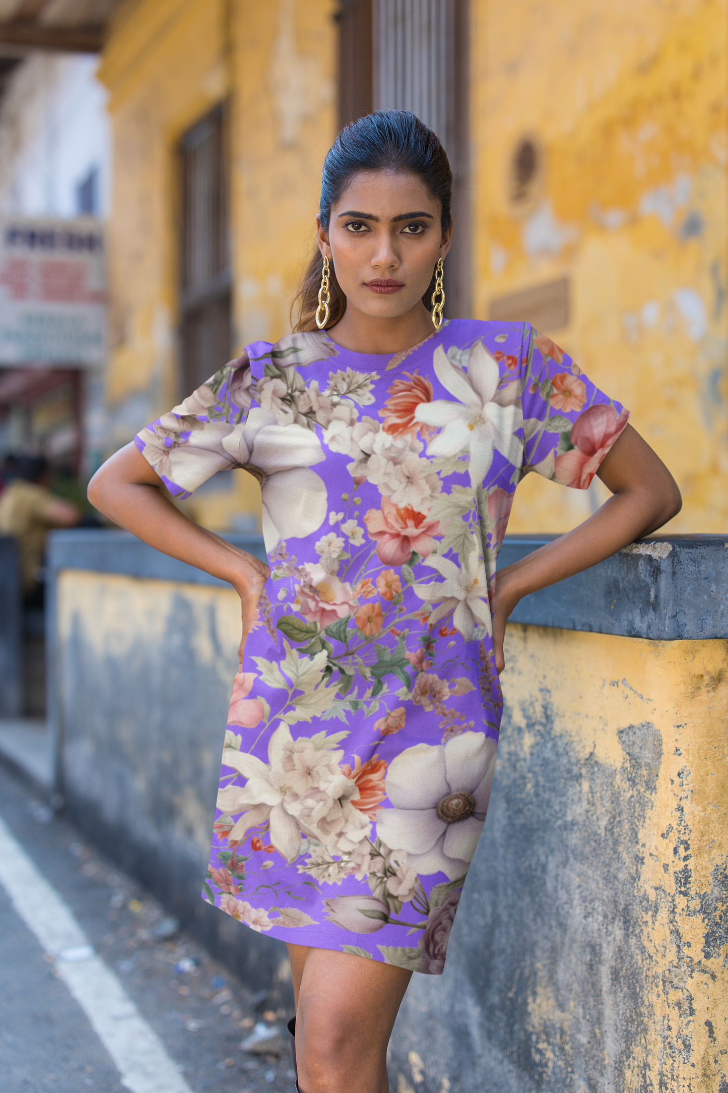 Cute Floral T-Shirt Dress, Boho Chic Mini Dress, Summer Casual Wear, Perfect Gift for Her, Festival Outfit, Everyday Comfort