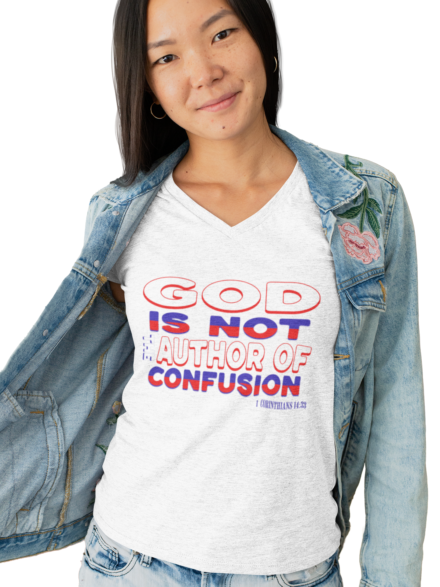 Faith-Based V-Neck Tee, Christian Apparel, Inspirational T-Shirt, Gift for Believers, Casual Outfit, Bible Verse Shirt, Wake up America