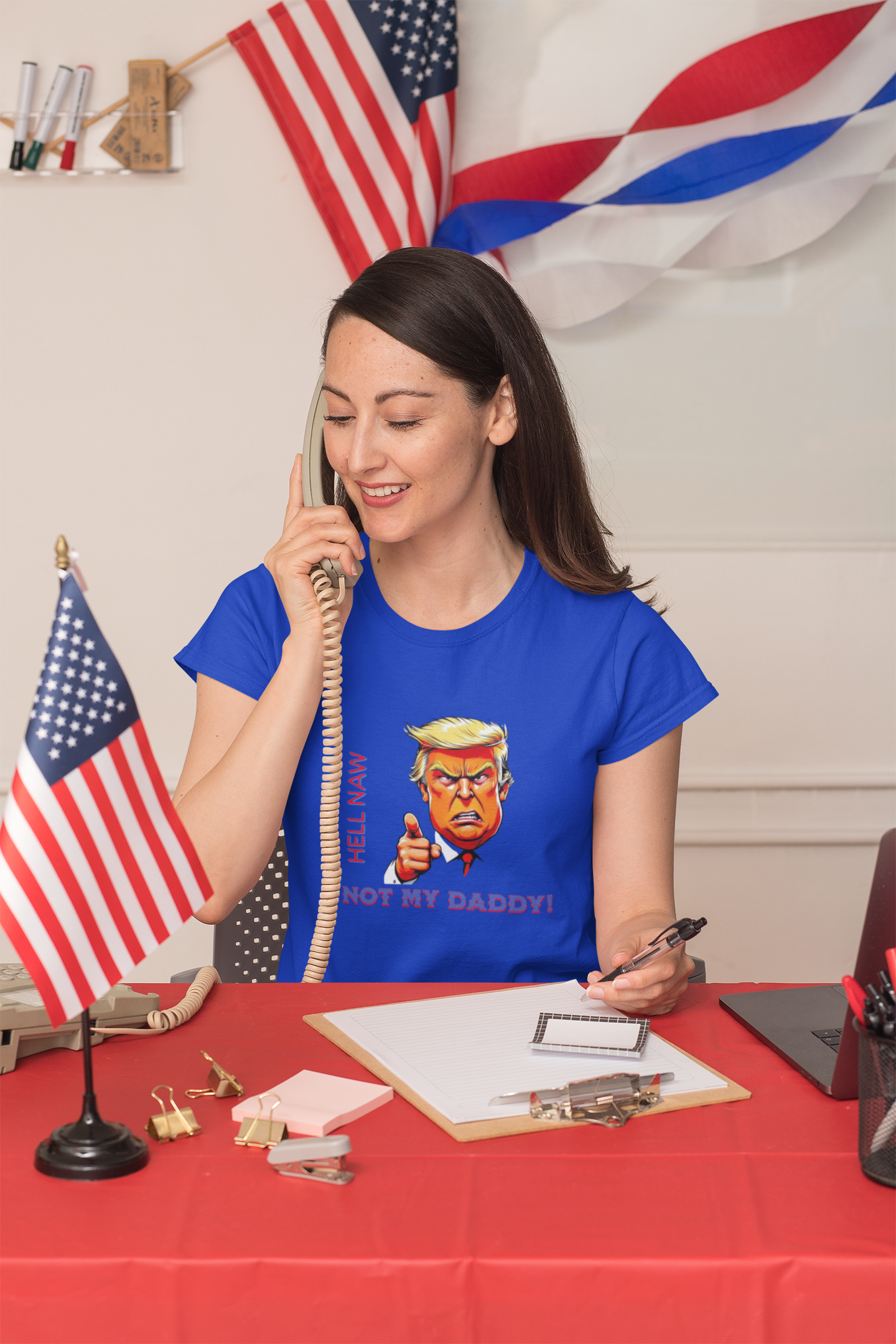 Funny Political Statement Tee - "Hell Naw, Not My Daddy!" Humor for Democrats, Gift for Political Events, Protest Shirt, Unisex Cotton