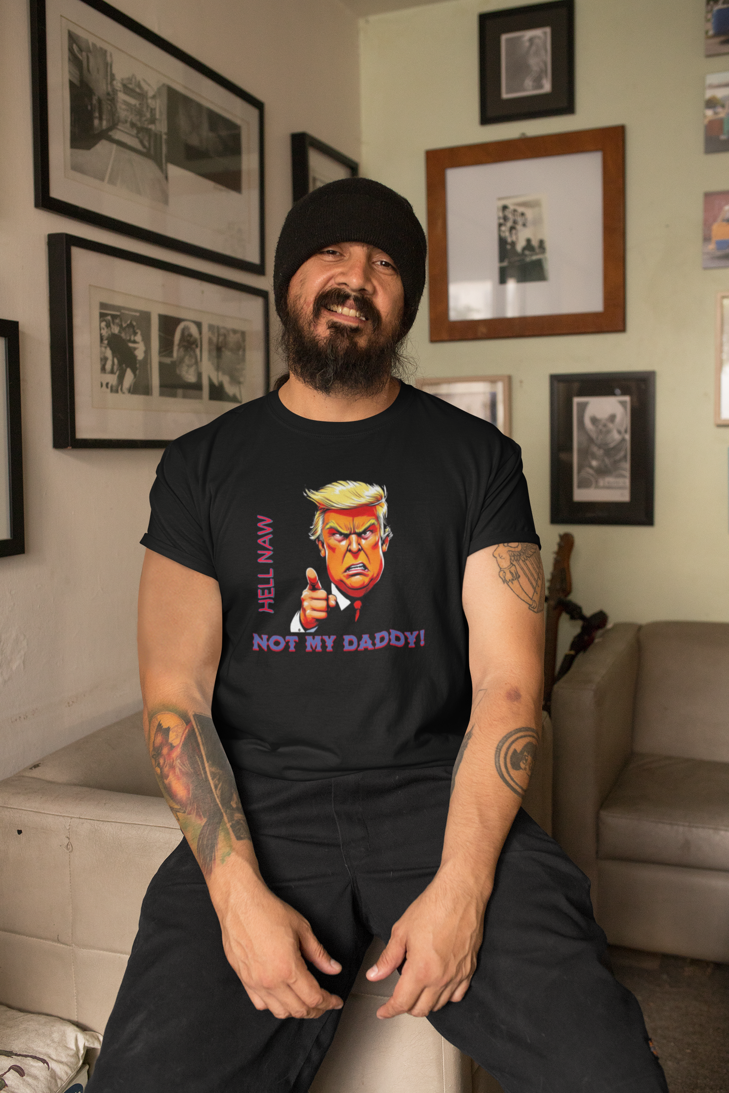 Funny Political Statement Tee - "Hell Naw, Not My Daddy!" Humor for Democrats, Gift for Political Events, Protest Shirt, Unisex Cotton