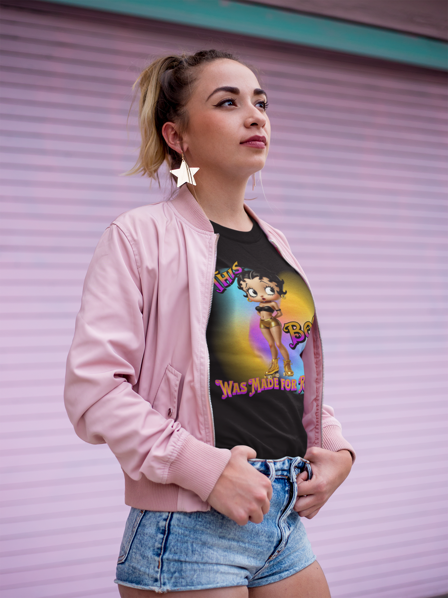 Retro Betty Boop Cartoon Tee, Fun Skater Themed T-Shirt, Vintage Skater Girl Shirt, Casual Wear, Betty Boop Design, Perfect Gift for Skater Fans