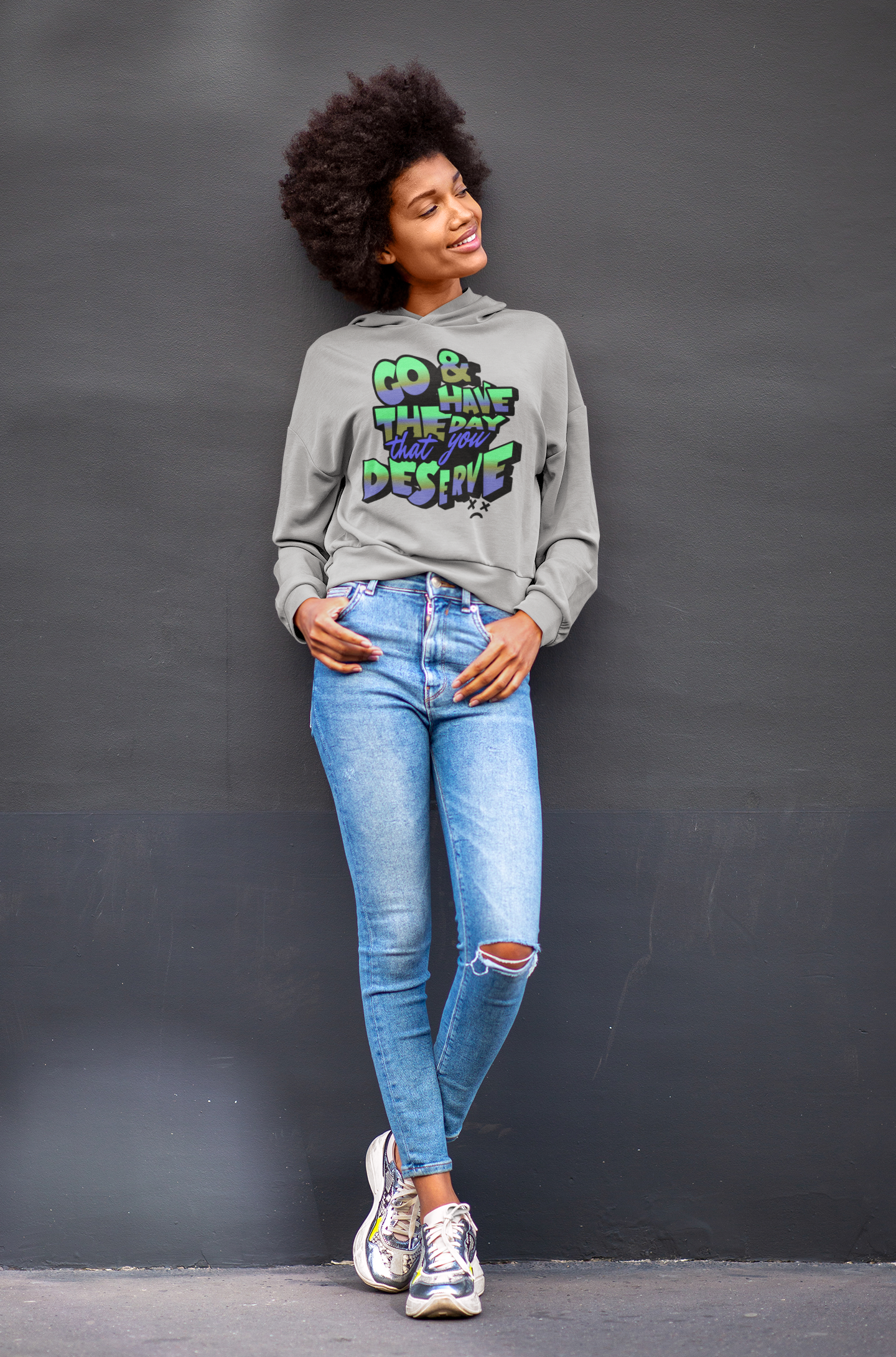 Motivational Sarcastic Hooded Long Sleeve Tee, Have the Day You Deserve Shirt, Perfect for Every Season, Encouragement or Sarcastic Apparel