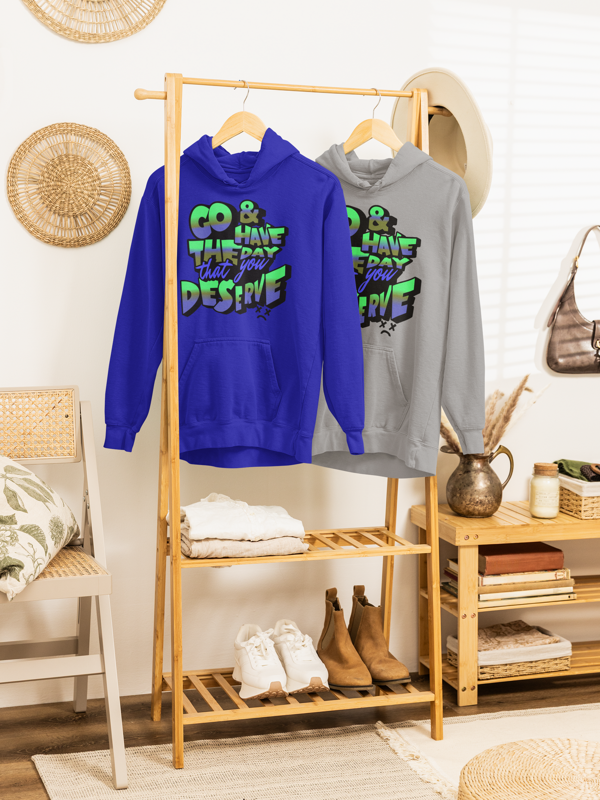 Motivational Sarcastic Hooded Long Sleeve Tee, Have the Day You Deserve Shirt, Perfect for Every Season, Encouragement or Sarcastic Apparel