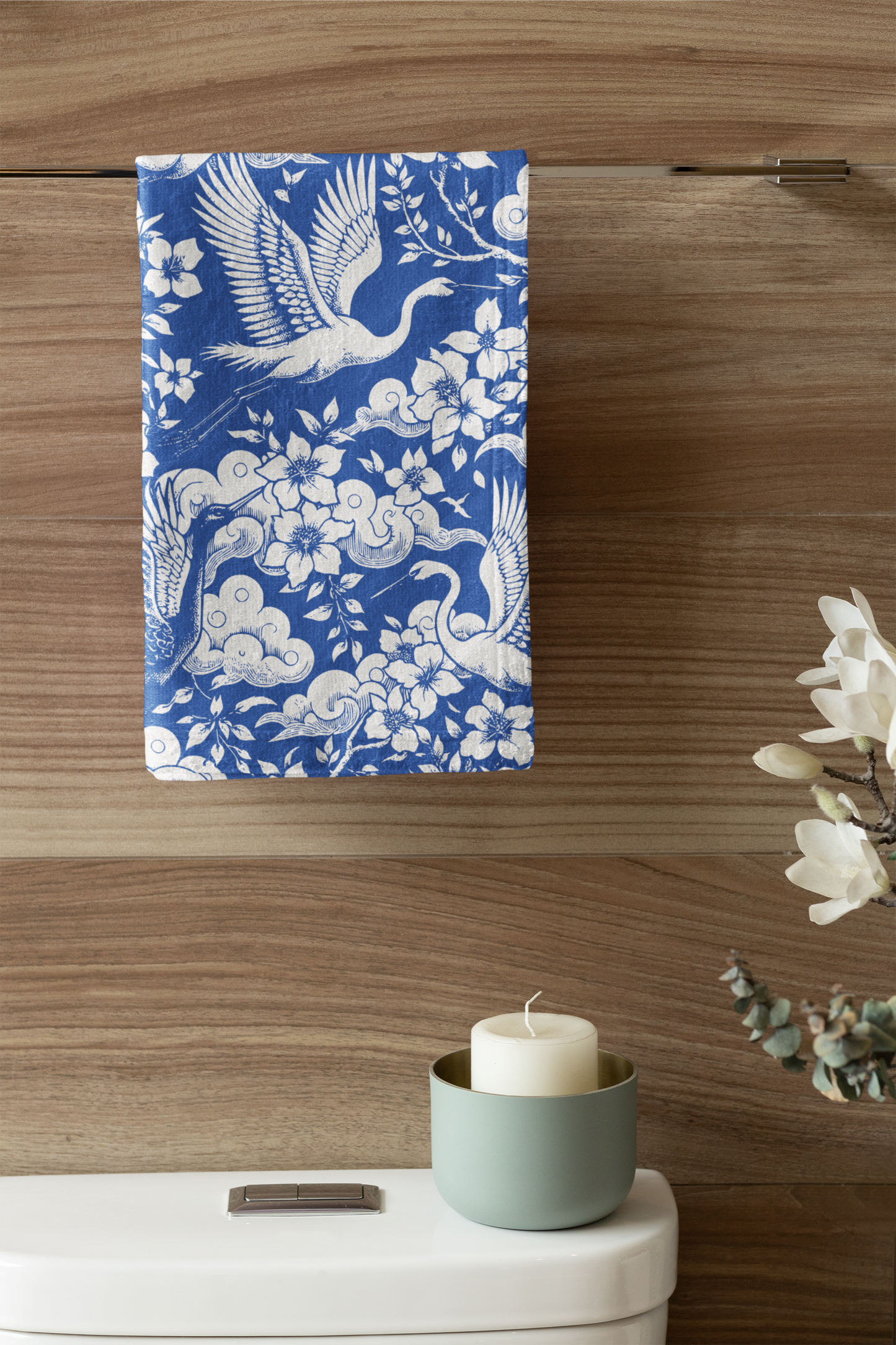 Elegant Crane-Pattern Mink-Cotton Towel, Beautiful Spa Gift, Beach Accessory, Bathroom Decor, Elegant Beach Towel, Home Gift