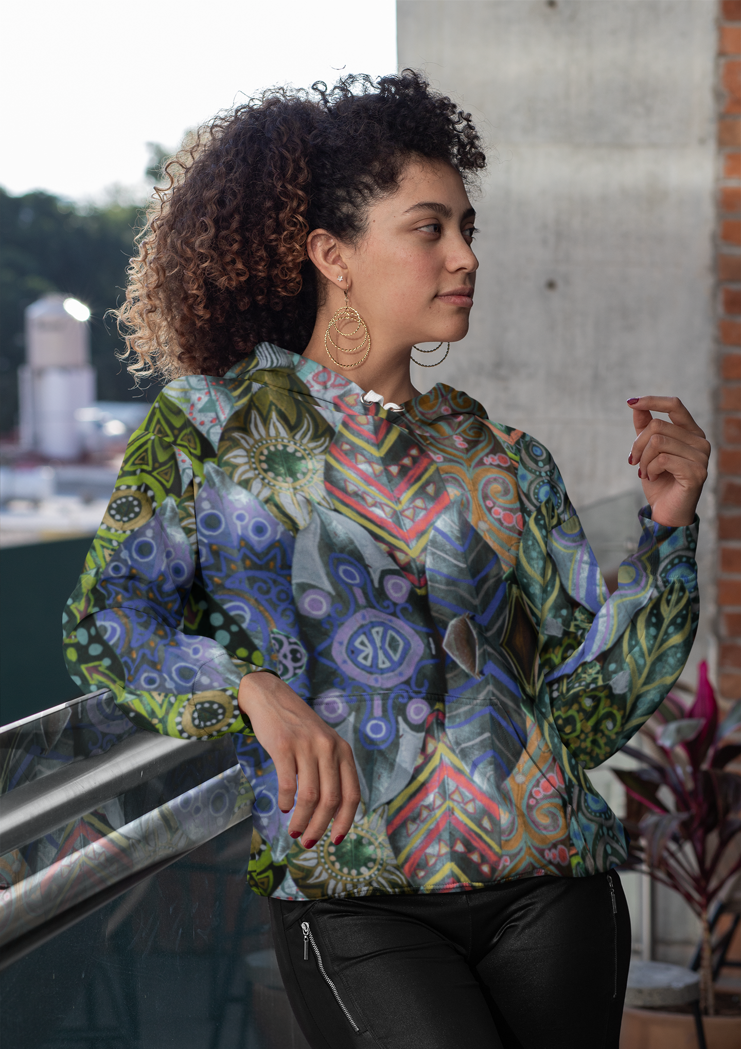 Psychedelic Floral Pattern Zip Hoodie — Bohemian Kaleidoscope Hoodie