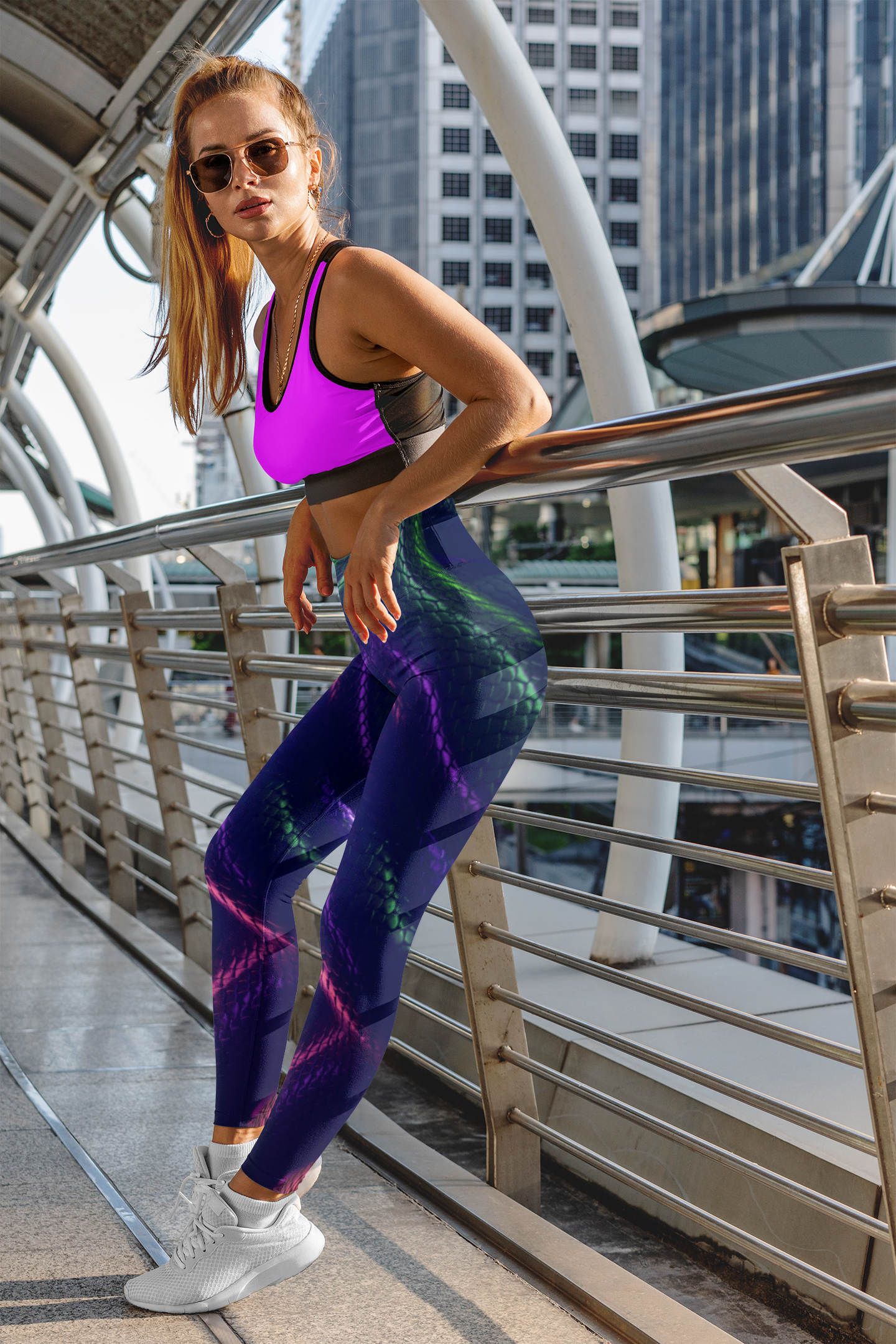 Vibrant Snakeskin Patterned Leggings for Active Lifestyle