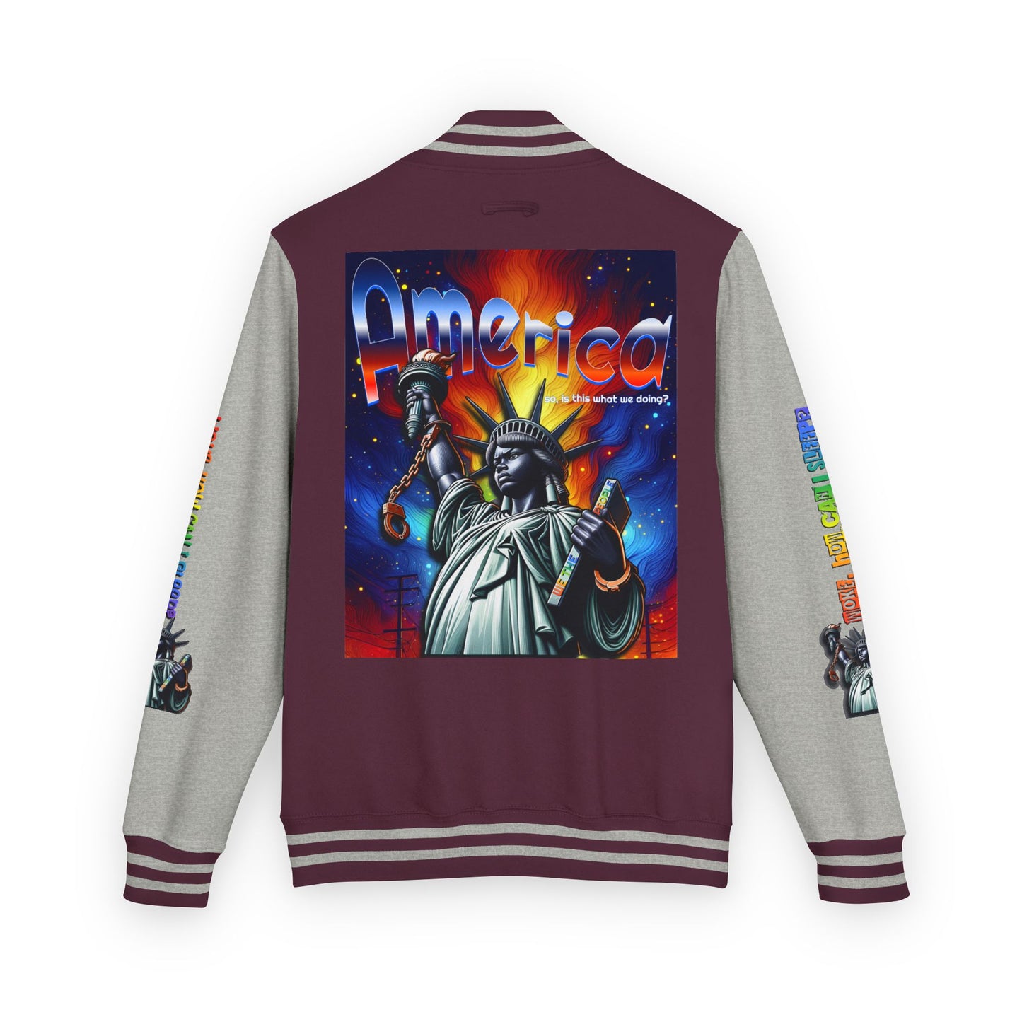 Letterman Jacket — 'America' Statue of Liberty Retro Graphic