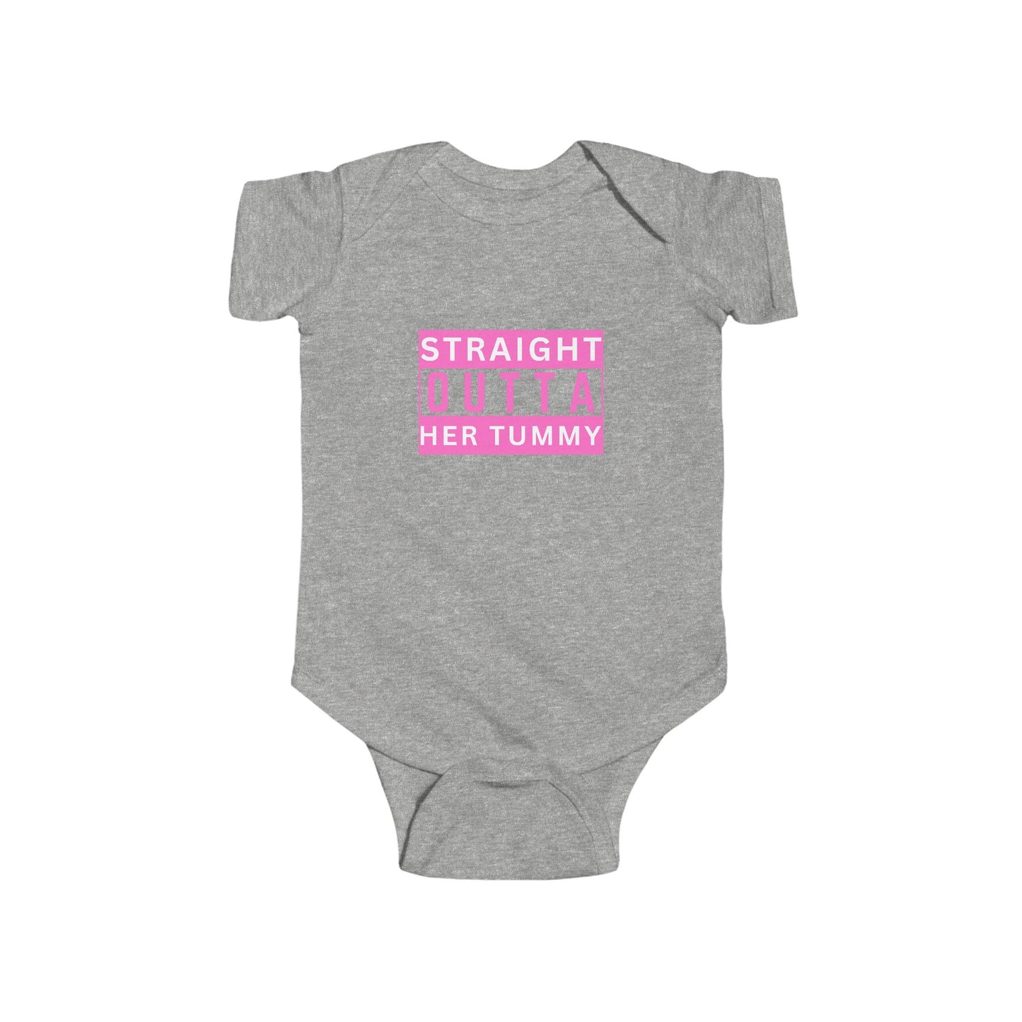 Straight Outta Her Tummy Infant Girls Fine Jersey Bodysuit, Funny Baby Onesies, Cute Baby Girl Onesie from 0-24 Months, Onesies for Girls, Cute Baby Shower Gift