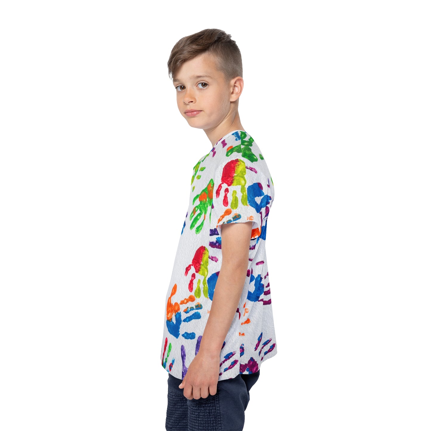 Kids Finger Paint Print Sports Jersey, Unique Colorful Shirt for Boys and Girls, Fingerpaint Children's Shirts,