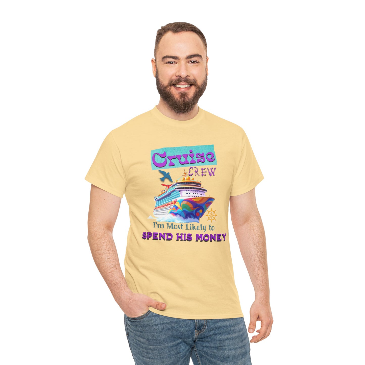 Funny Cruise Crew Tee, Vacation T-Shirt, Gift for Cruise Lovers, Vacation Humor Apparel, Travel Enthusiast Shirt, Spend His Money Tee