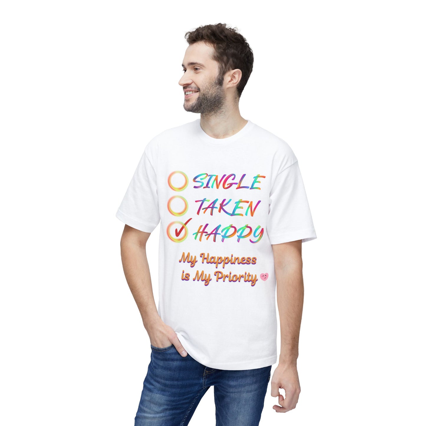 My Happiness is My Priority, Unisex Midweight T-shirt, Valentine to Myself T-Shirt, Valentine T-Shirt, Self-Love T-Shirts, Taken, Single Happy