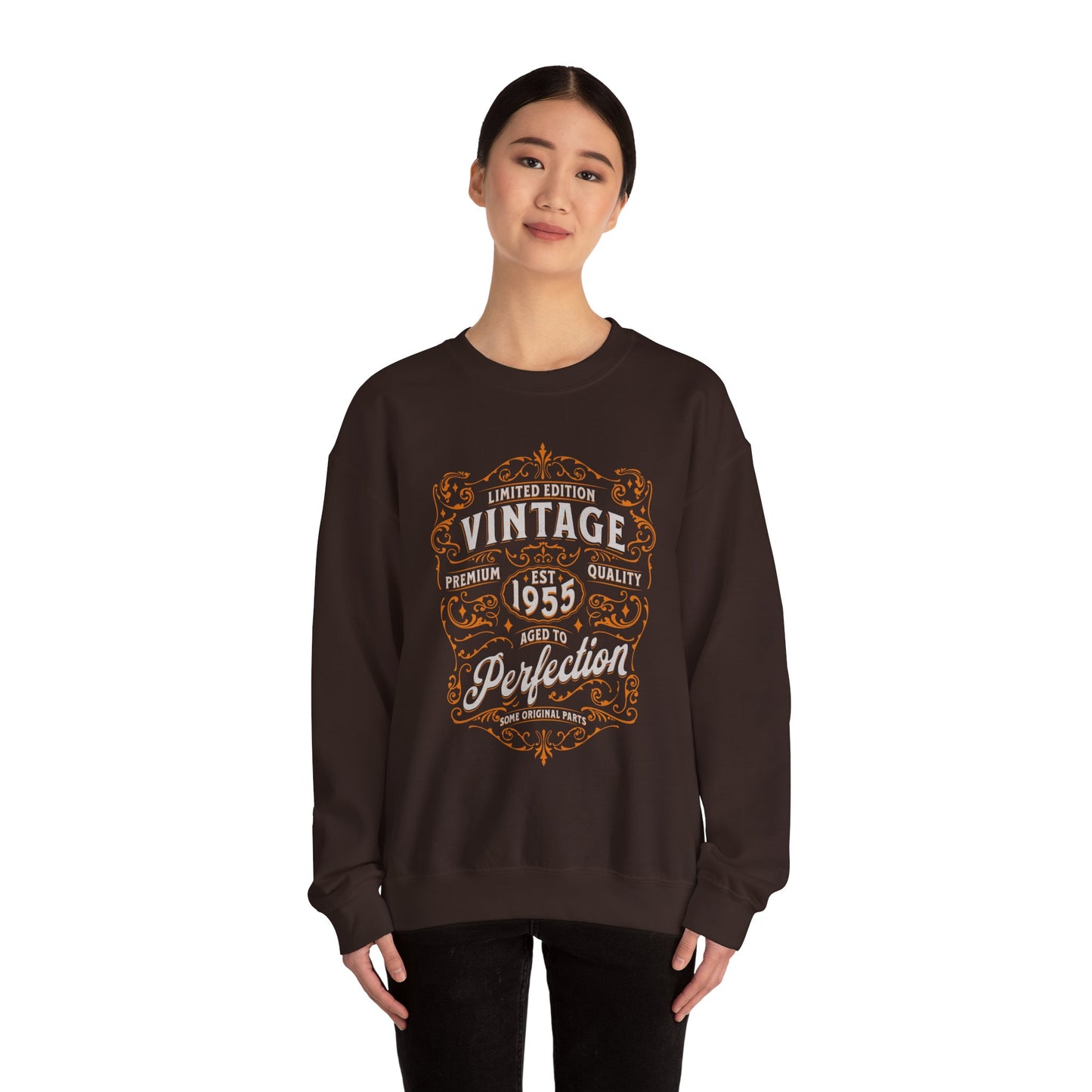 Personalized Vintage Perfection Crewneck Sweatshirt – Retro Graphic Pullover Shirt