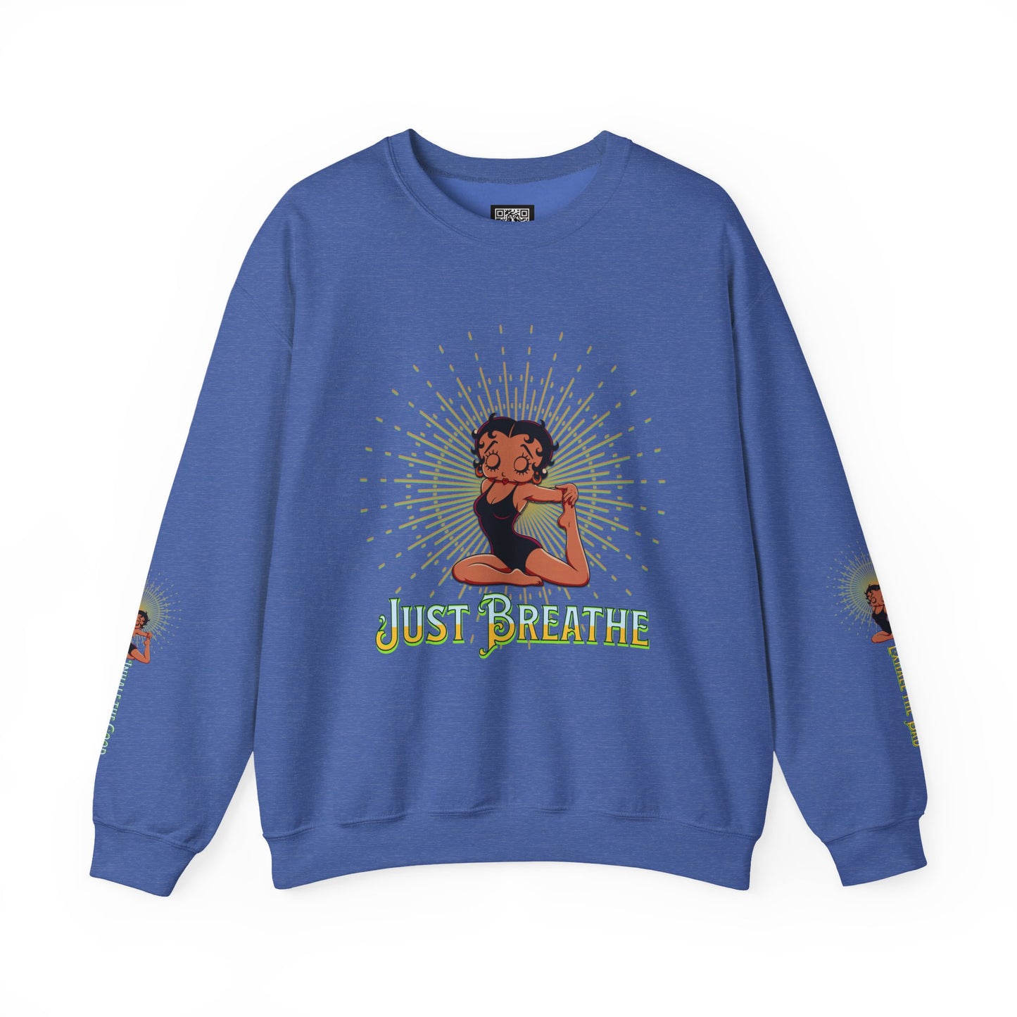 Just Breathe Crewneck Yoga Inspired Sweatshirt, Betty Boop Yoga Sweatshirt, Betty Boop Activewear Shirt,