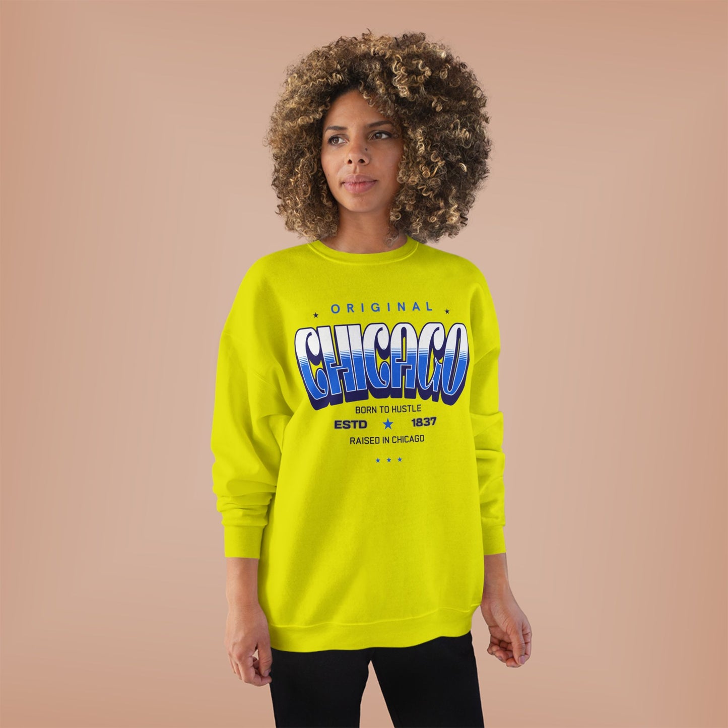 Chicago Hustle EcoSmart Crewneck Sweatshirt, Unisex Sweatshirt, Gift for Chicago Lovers, Trendy Streetwear, Casual Wear, Cozy Sweatshirt