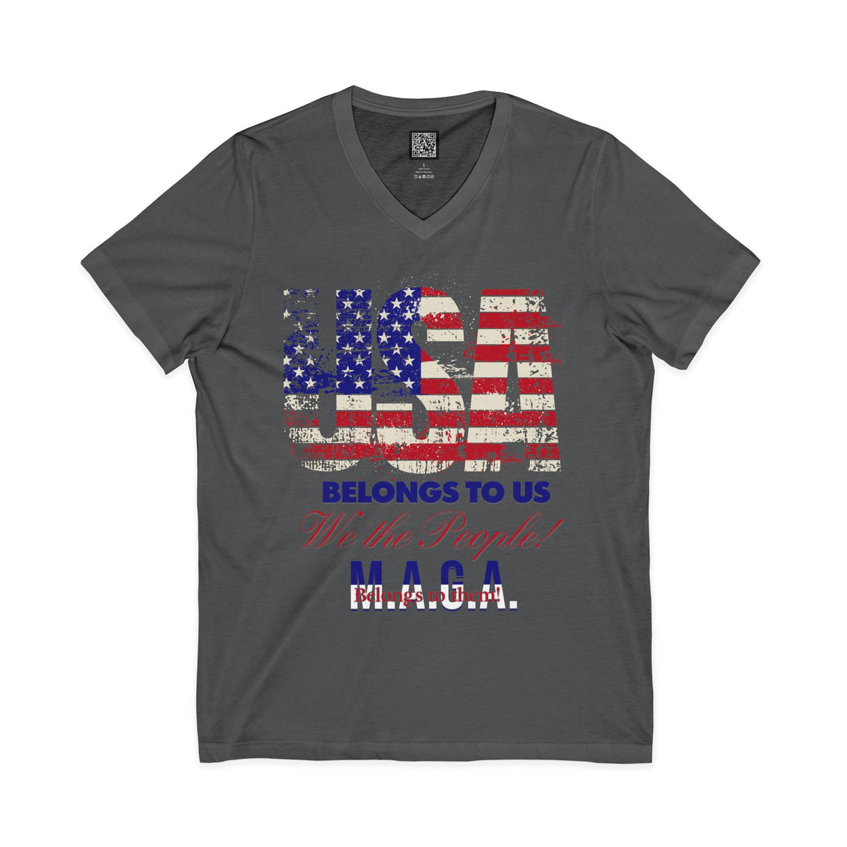 No Kings Protest V-Neck Tee – USA Belongs to We the People, Hands Off Shirt, Fight Oligarchy, Anti-MAGA Tee, S–2XL