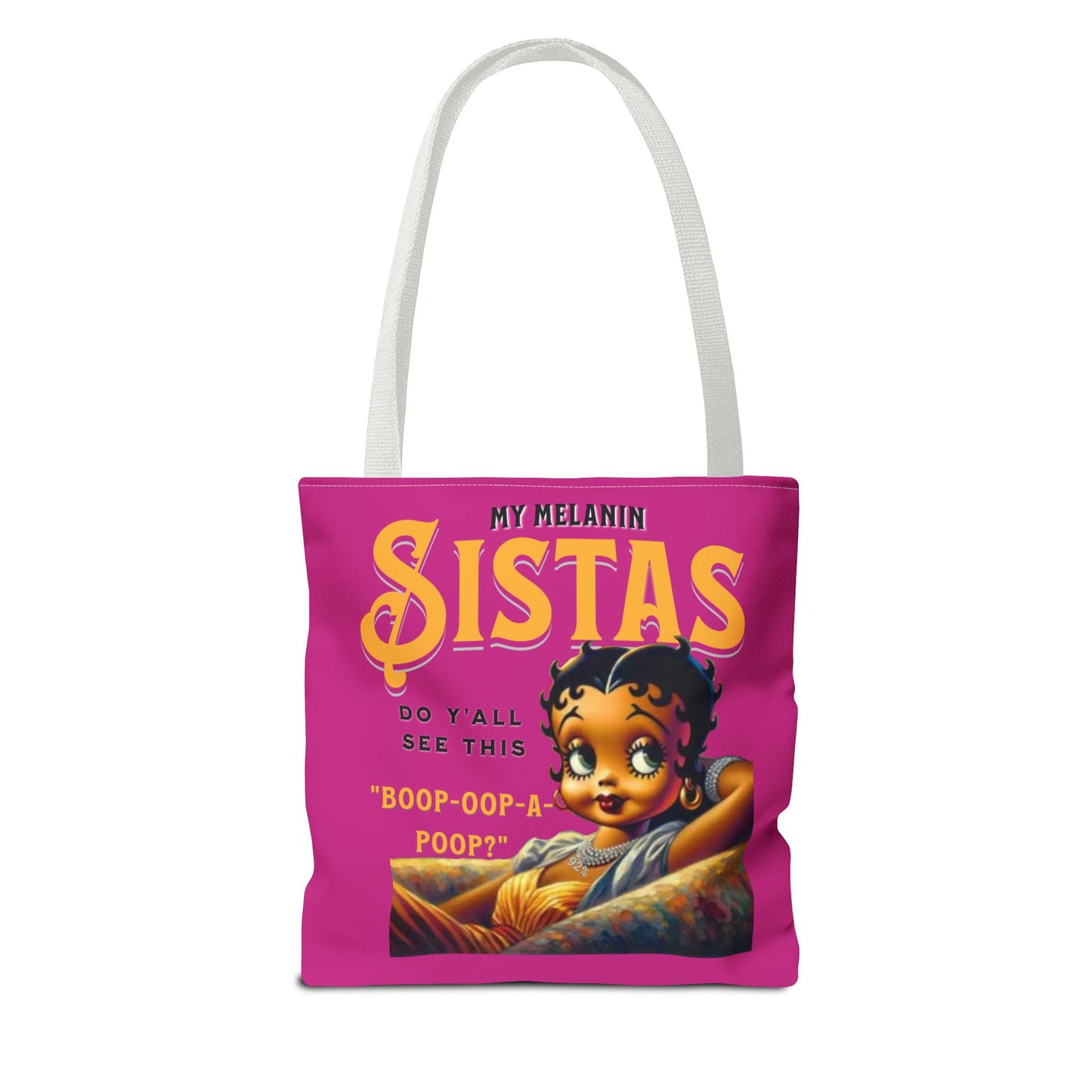 Black Betty Boop Tote Bag, 92 Percent Women Tote Bag, Cute Betty Boop Gift, Pink Betty Boop Tote Bag, Humorous Betty Boop Bag