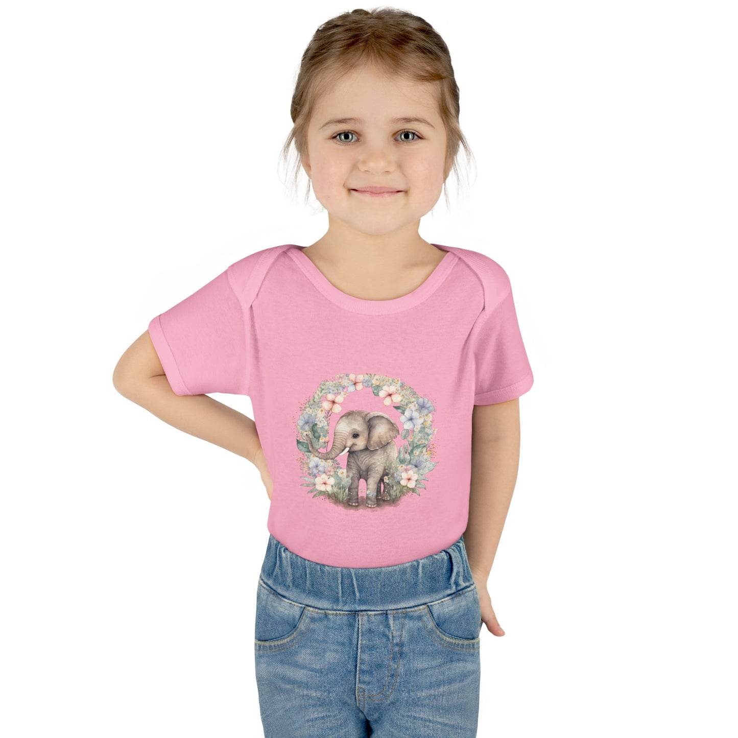 Elephant Baby Bodysuit, Cute Infant Outfit, Baby Shower Gift, Gender Neutral, Woodland Theme, Floral Design, Newborn Clothing