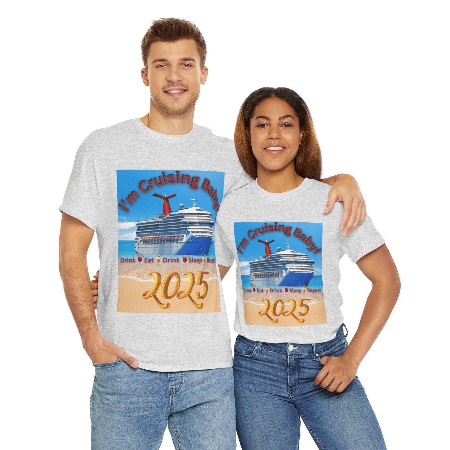 "I'm Cruising 2025" Unisex Heavy Cotton Tee, Cruise T-Shirts 2025, Unisex Cruise T-Shirts 2025, Bon Voyage Cruise Shirts