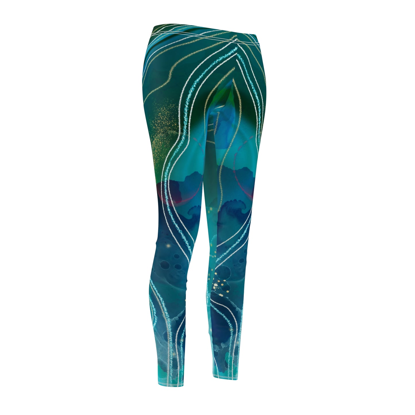 Women's Multi-Color Blue Casual Leggings, Celestial Colored Leggings for Women, Women Yoga Pants, Cute Colorful Women Yoga Pants