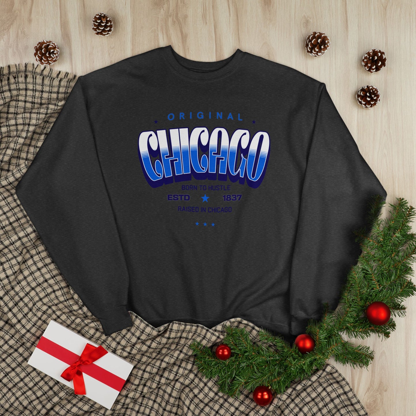 Chicago Hustle EcoSmart Crewneck Sweatshirt, Unisex Sweatshirt, Gift for Chicago Lovers, Trendy Streetwear, Casual Wear, Cozy Sweatshirt