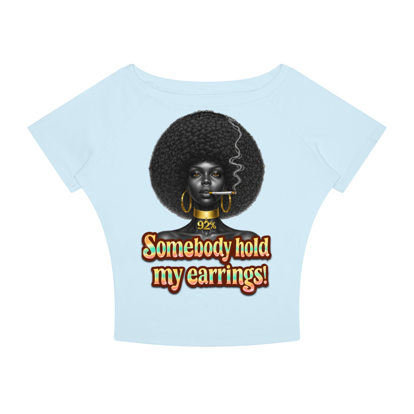Somebody Hold My Earrings – Women's Boatneck Raglan Crop T-Shirt