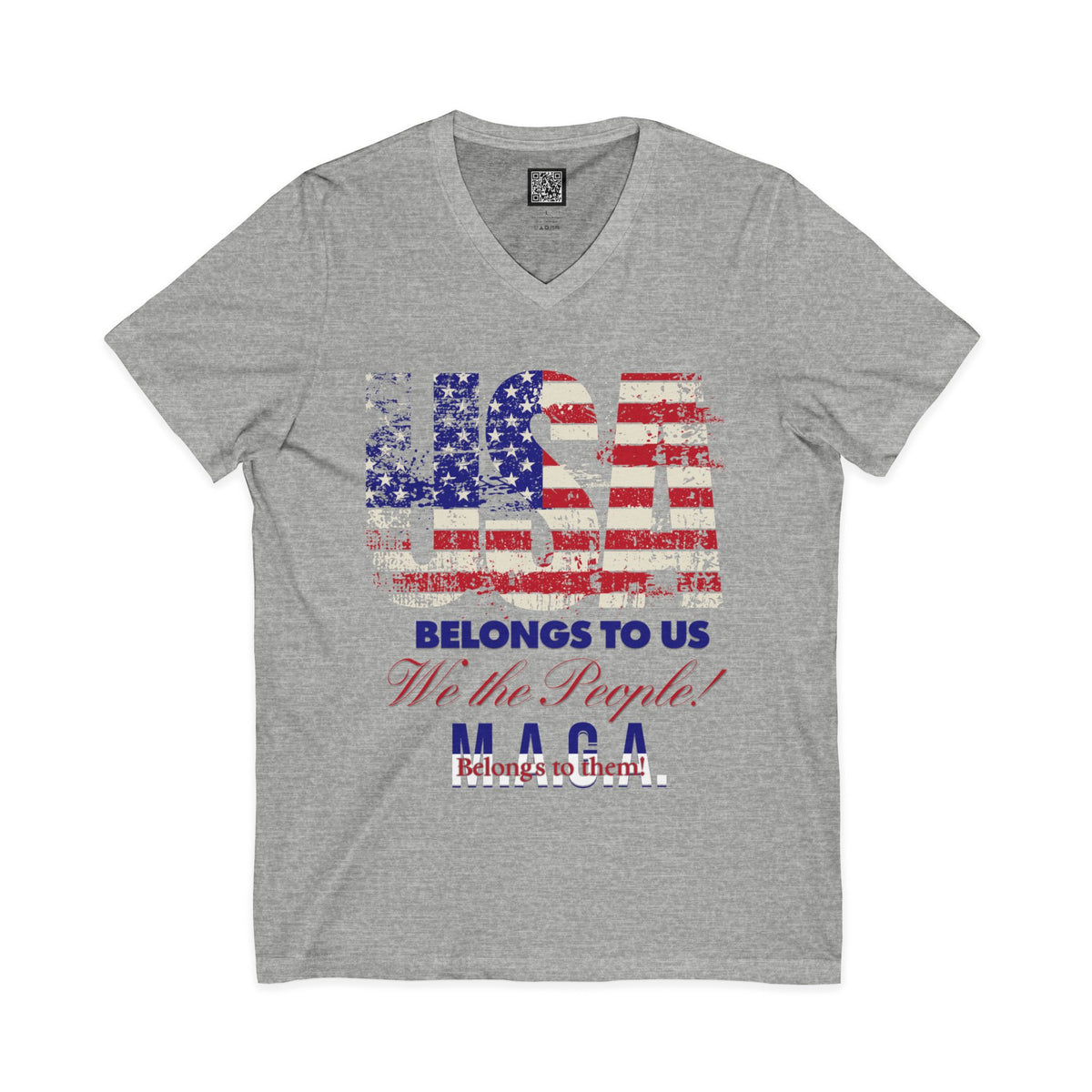 No Kings Protest V-Neck Tee – USA Belongs to We the People, Hands Off Shirt, Fight Oligarchy, Anti-MAGA Tee, S–2XL