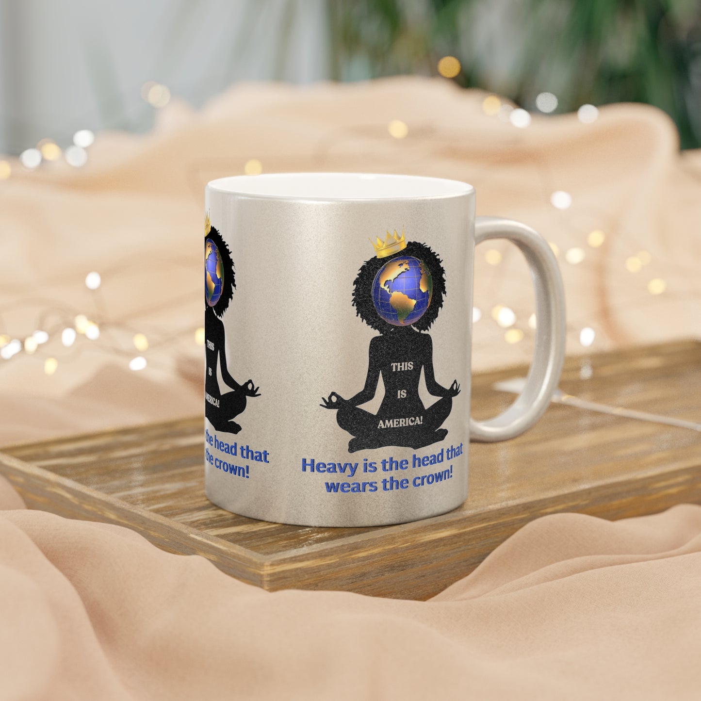 Heavy is the Head Woman Metallic Mug (Silver\Gold), Gift for Mother's Day, Perfect Grandma Gifts