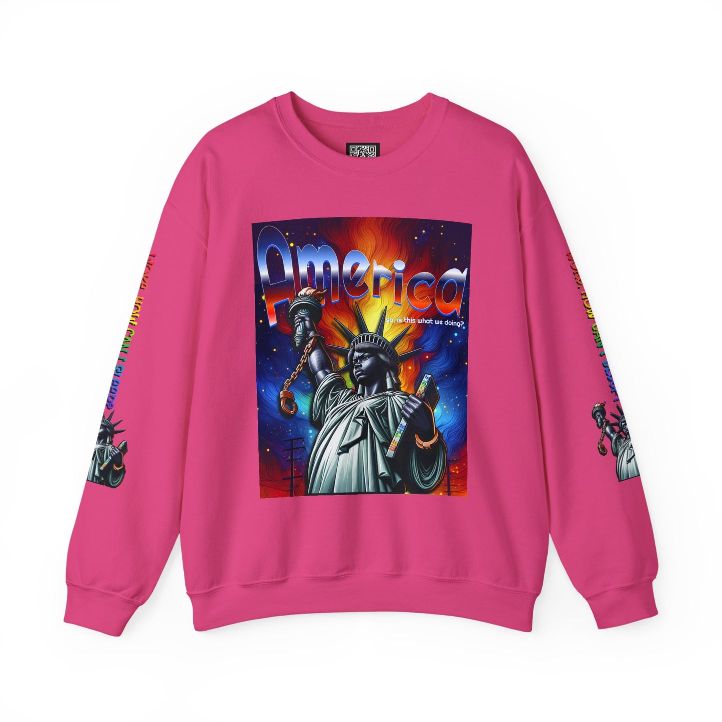 America Graphic Crewneck Sweatshirt - Juneteenth Unisex Heavy Blend™ - Casual Activist Fashion, No Kings Protest Shirt, Hands Off Protest Tee