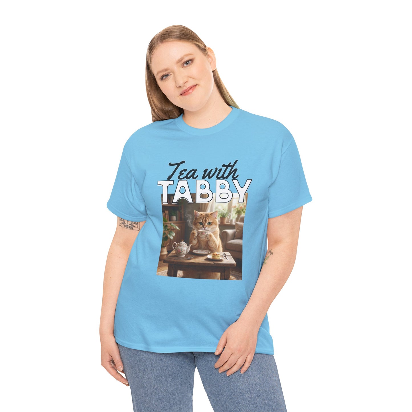 Personalized Tea with Tabby T-Shirt — Custom Cozy Cat Graphic Tee