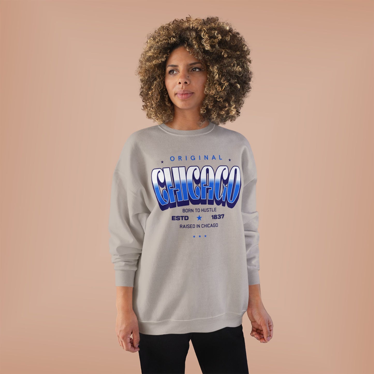 Chicago Hustle EcoSmart Crewneck Sweatshirt, Unisex Sweatshirt, Gift for Chicago Lovers, Trendy Streetwear, Casual Wear, Cozy Sweatshirt