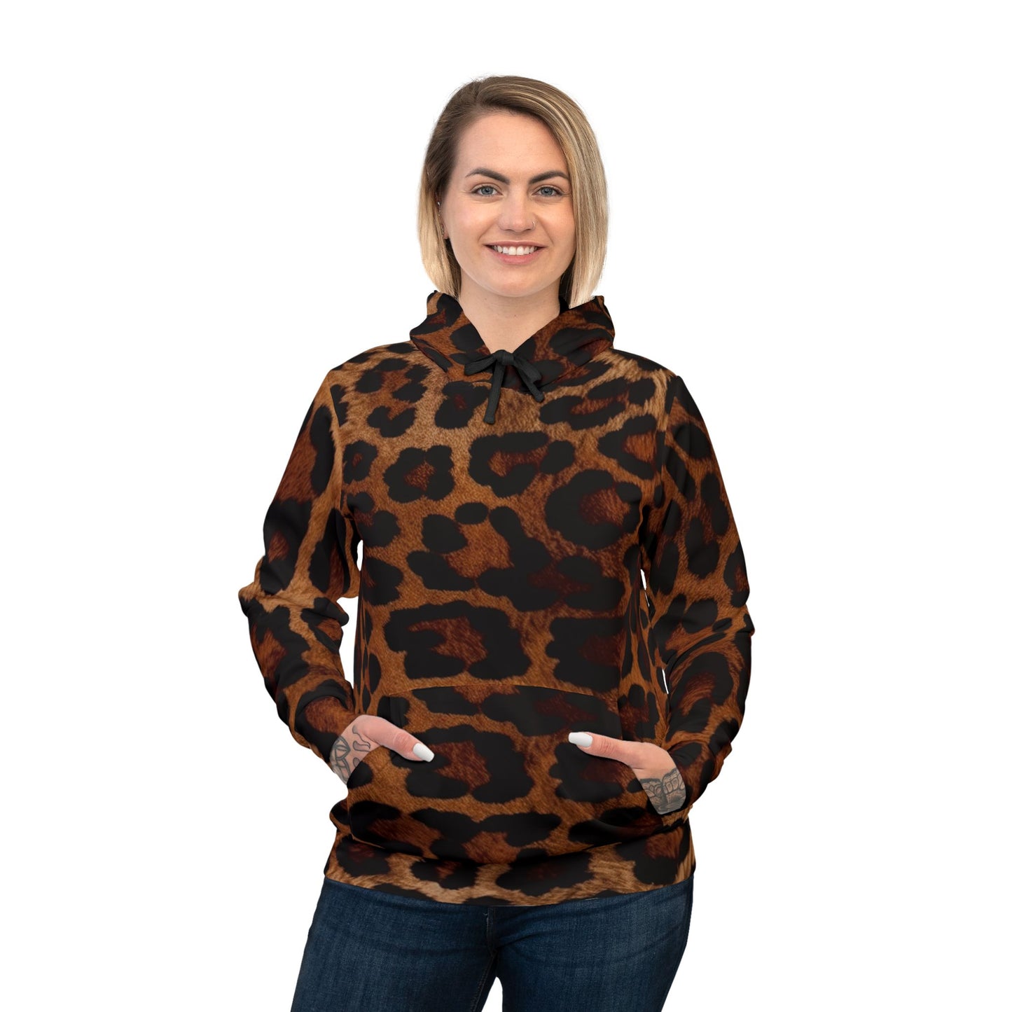 Wild Leopard Print Athletic Hoodie - Trendy Casual Street Style Hoodie, Leopard Print Pullover, Gym Essentials, Unique Unisex Gift Idea