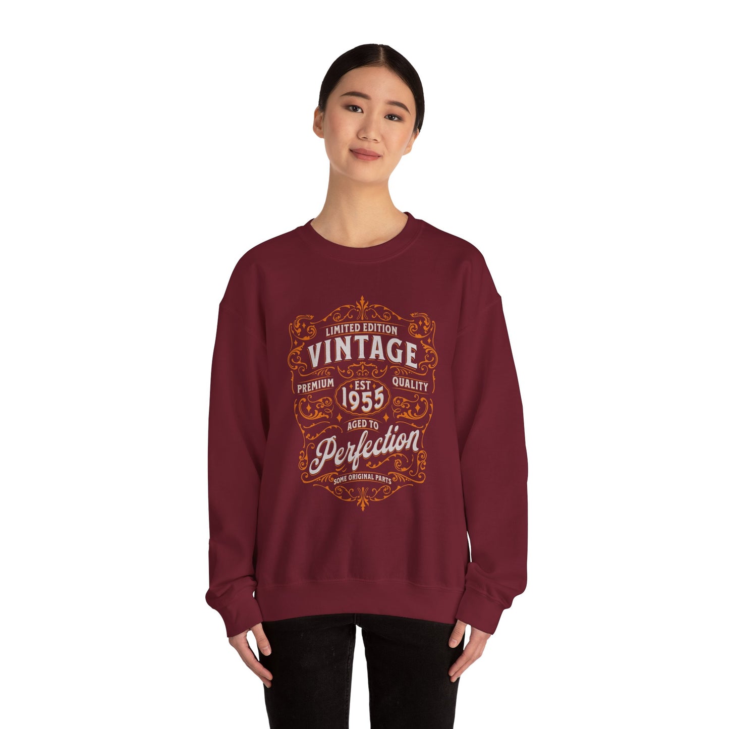 Personalized Vintage Perfection Crewneck Sweatshirt – Retro Graphic Pullover Shirt