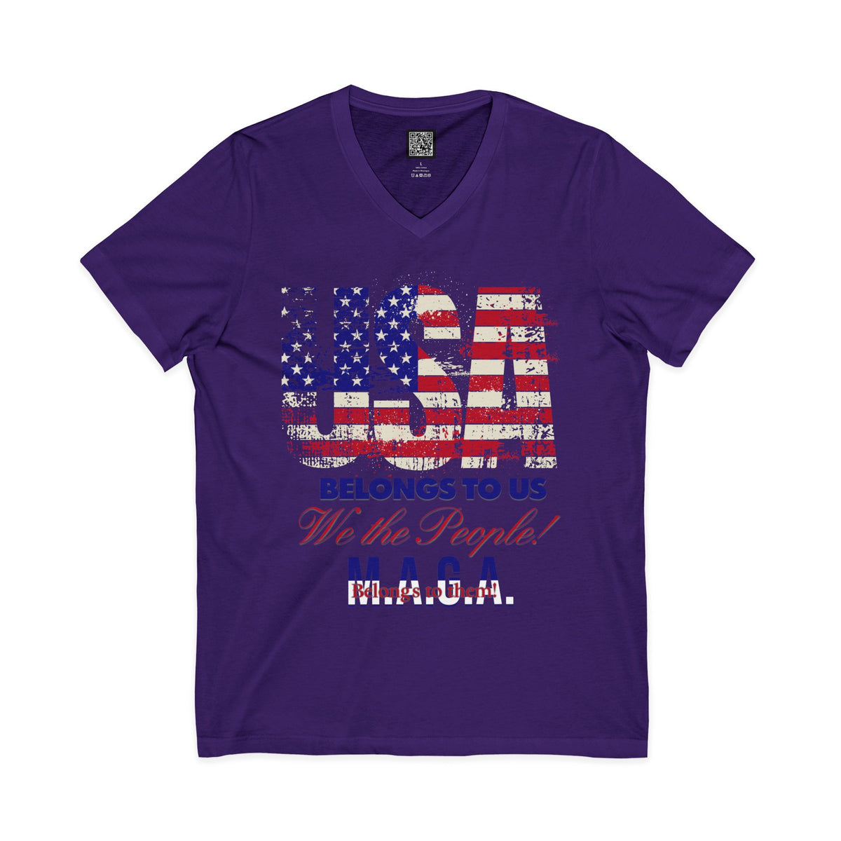 No Kings Protest V-Neck Tee – USA Belongs to We the People, Hands Off Shirt, Fight Oligarchy, Anti-MAGA Tee, S–2XL