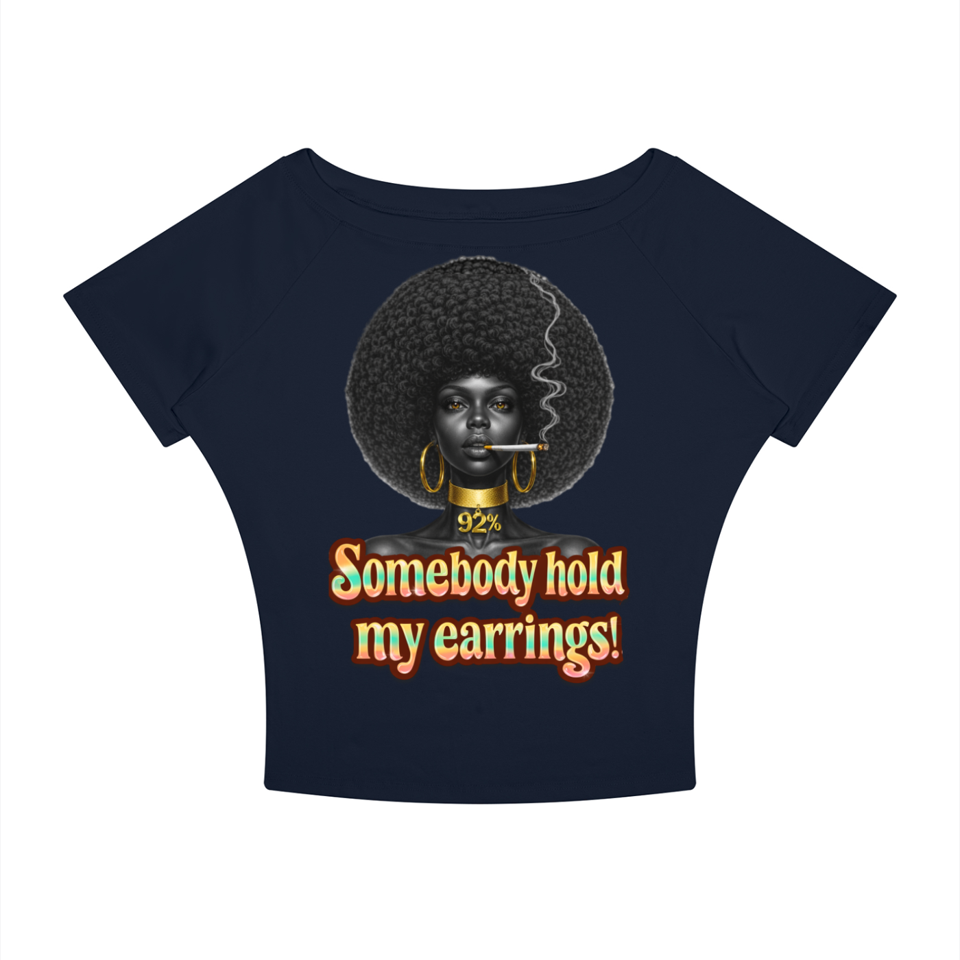 Somebody Hold My Earrings – Women's Boatneck Raglan Crop T-Shirt