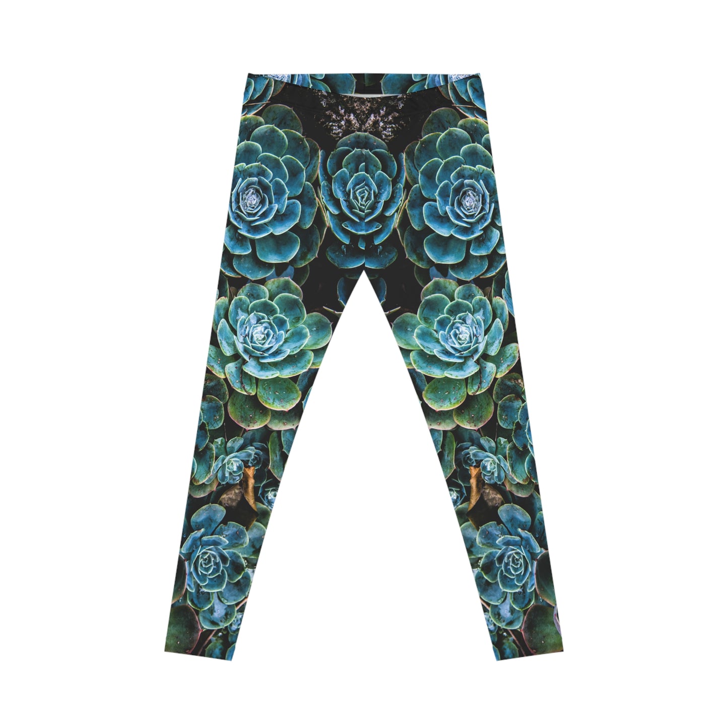 Succulent Print Women's Leggings — Botanical Green AOP Yoga Pants