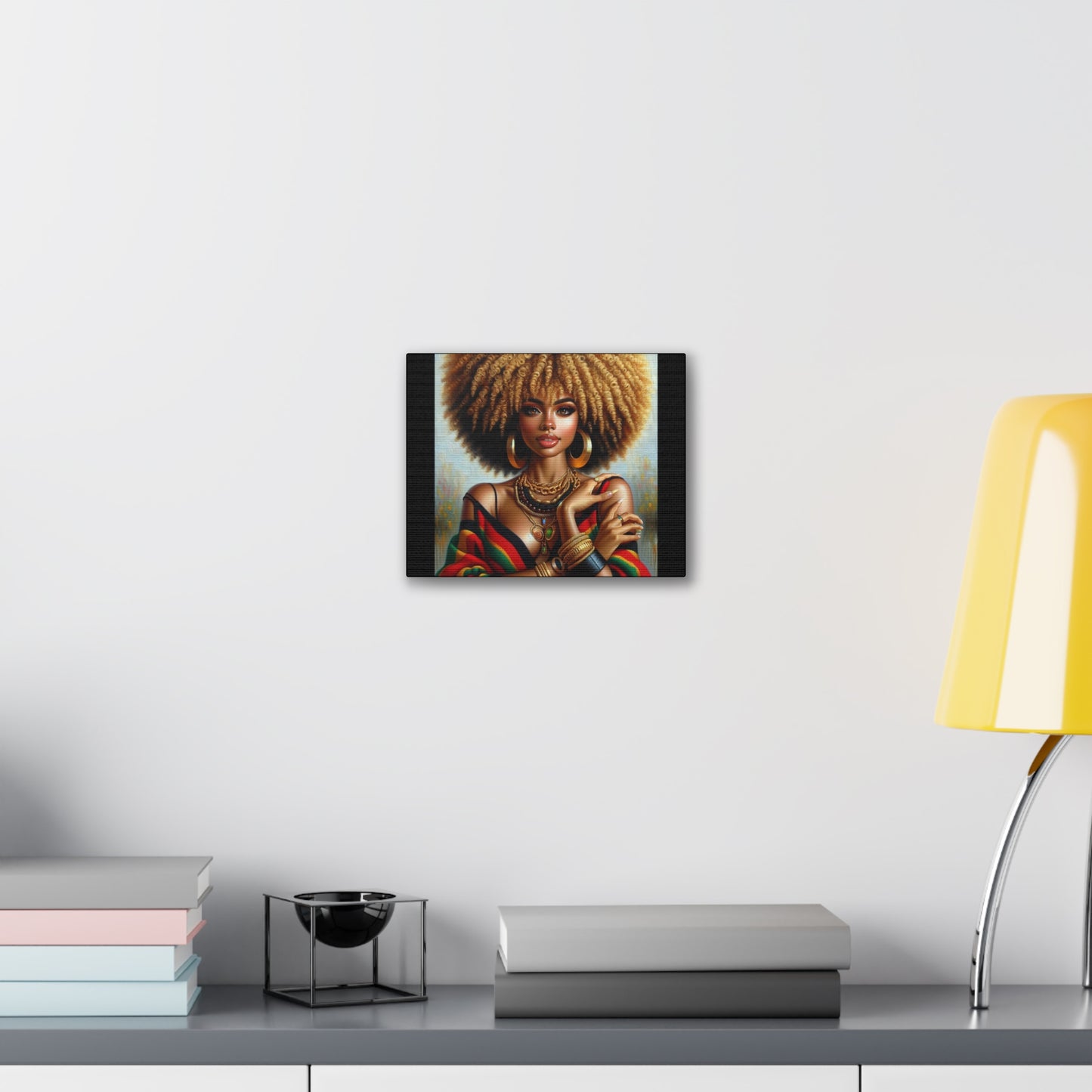 Stretched Canvas Art Print – Afrocentric Portrait, Black Woman Confidence Canvas Art in Afrocentric Colors, 92 % Women Merchandise