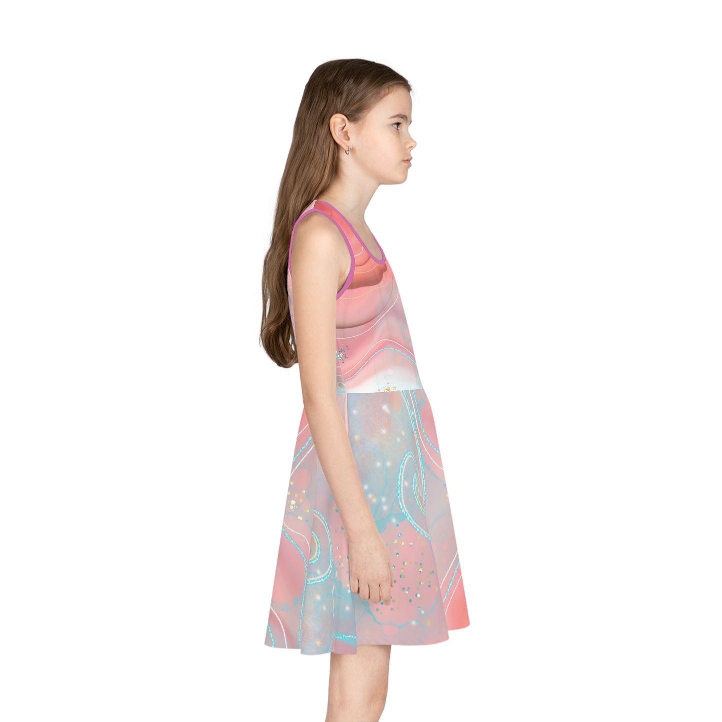 Whimsical Pink Swirl Girls' Sundress - Perfect for Summer Celebrations, Cute Sundress for Little Girls and Toddlers, Sizes 2T to XL