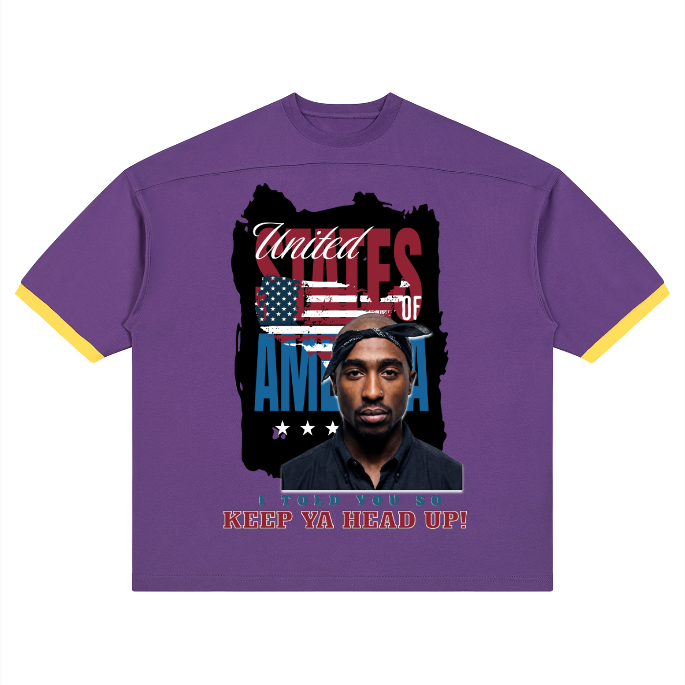 2Pac Unisex Color Block Drop Shoulder T-Shirt