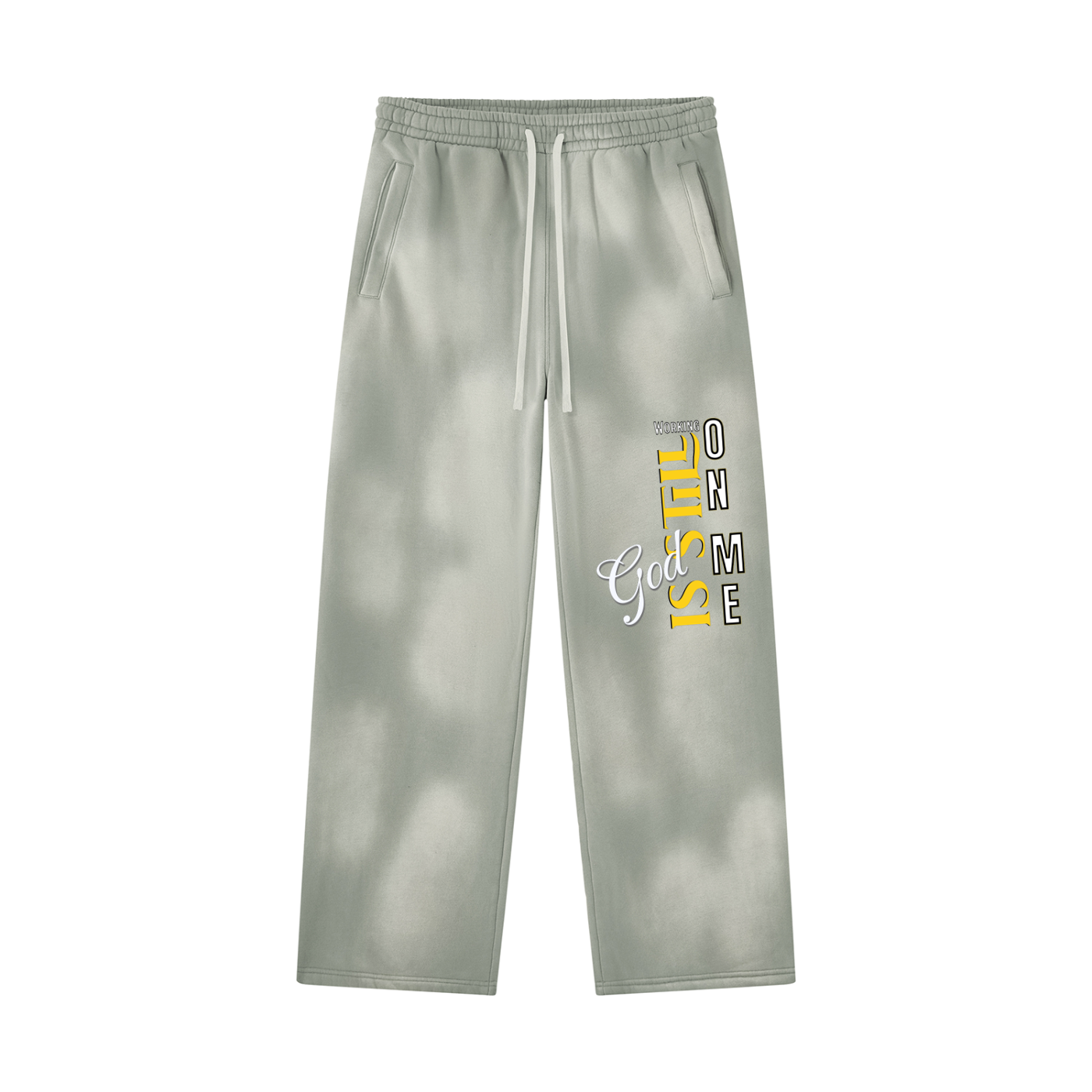 Unisex God's Working on Me Sunfade Wide Leg Fleece Sweatpants – Vintage Washed