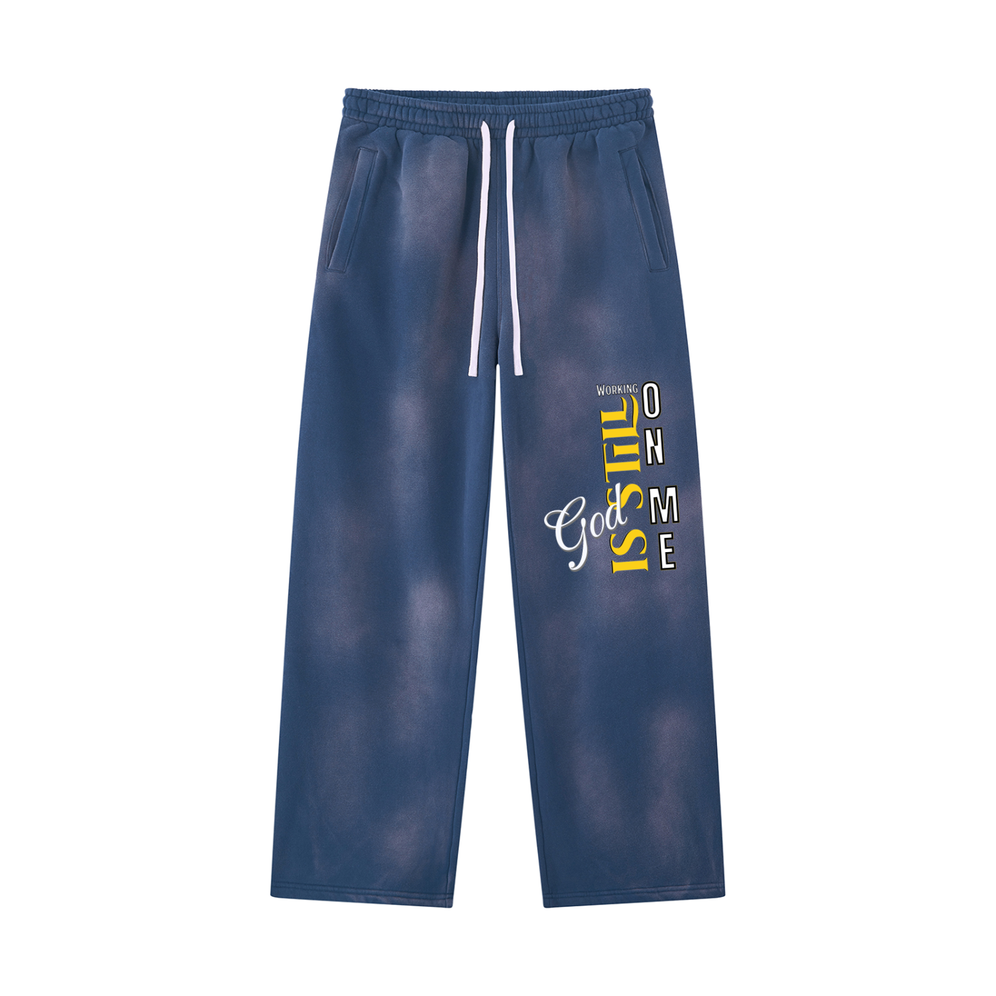 Unisex God's Working on Me Sunfade Wide Leg Fleece Sweatpants – Vintage Washed