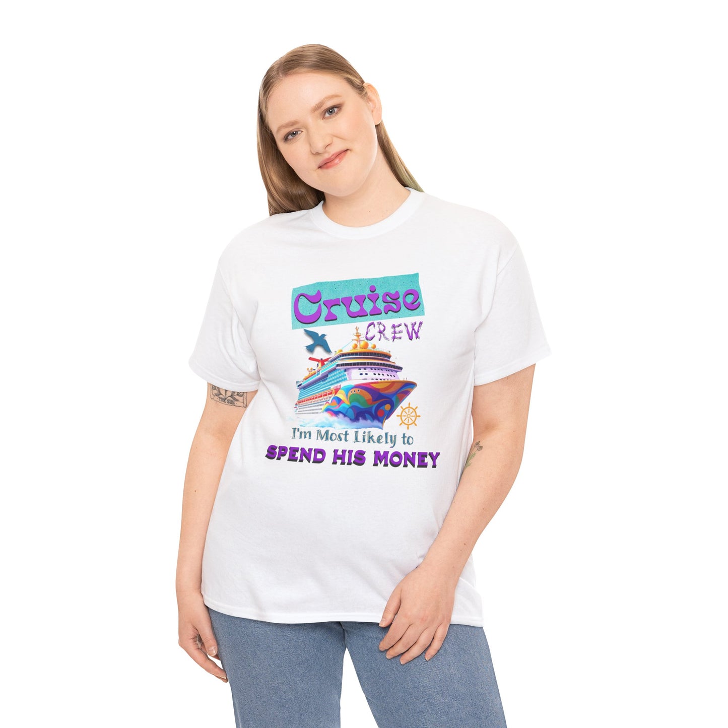Funny Cruise Crew Tee, Vacation T-Shirt, Gift for Cruise Lovers, Vacation Humor Apparel, Travel Enthusiast Shirt, Spend His Money Tee