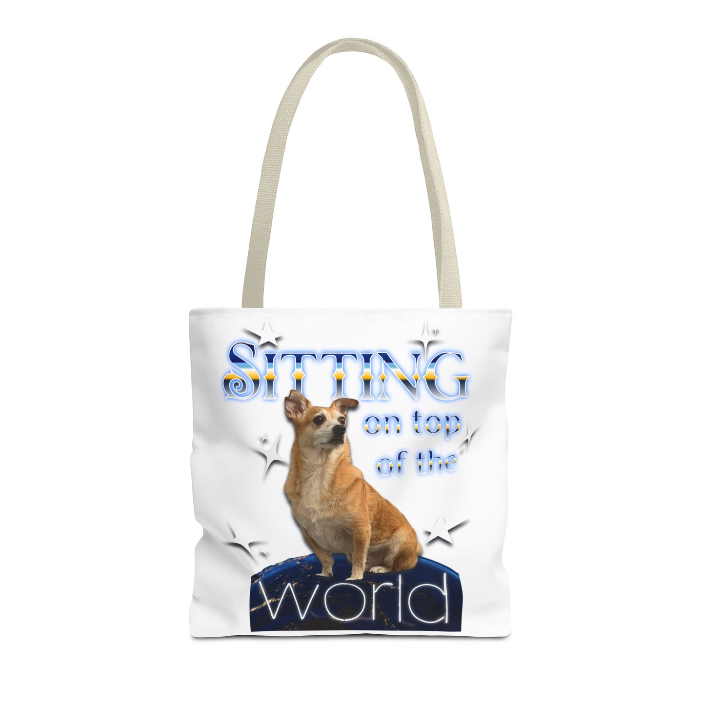 Personalized Tote Bag — "Sitting on Top of the World" Corgi Tote