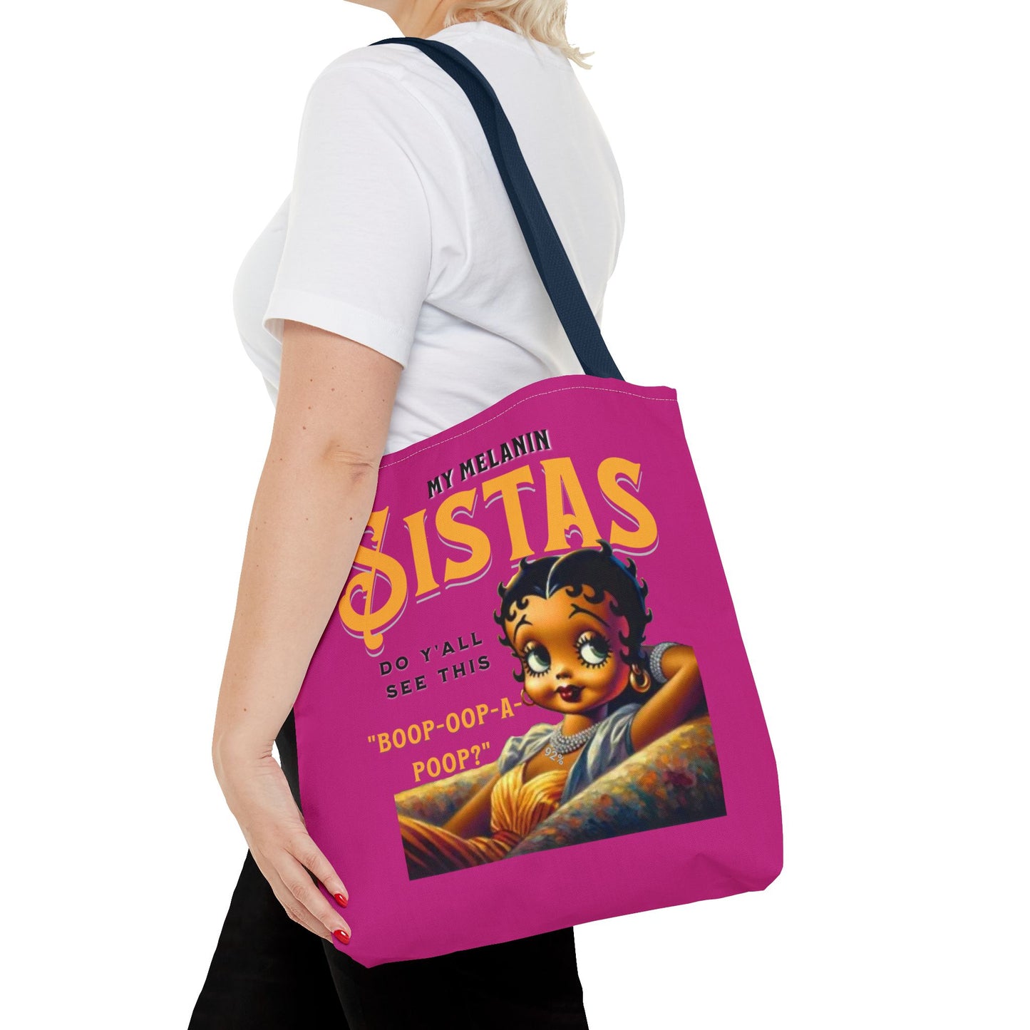 Black Betty Boop Tote Bag, 92 Percent Women Tote Bag, Cute Betty Boop Gift, Pink Betty Boop Tote Bag, Humorous Betty Boop Bag