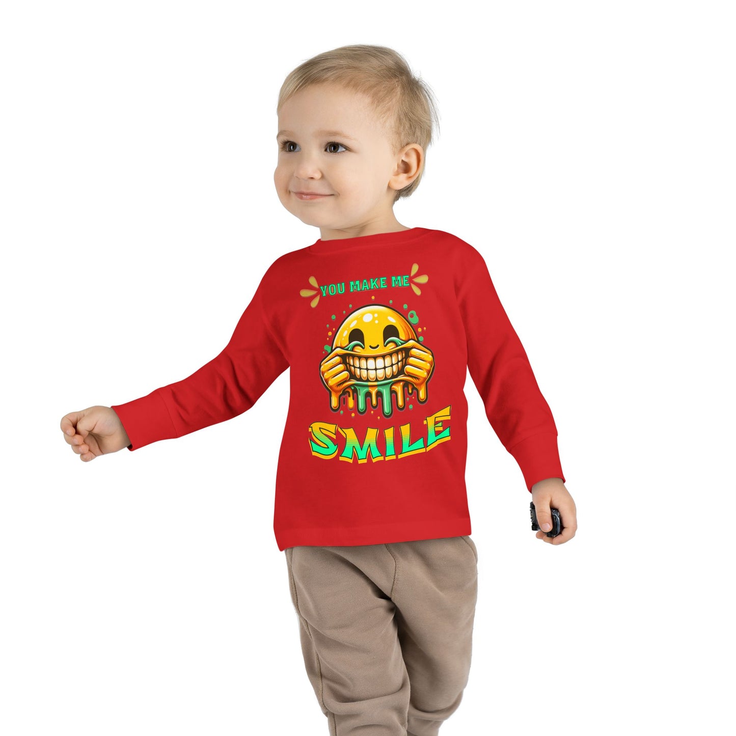 You Make Me Smile Toddler Long Sleeve Tee, Cute Kids T-Shirt, Joyful Nursery Clothing, Gift for Toddlers, Fall Fashion T-Shirts