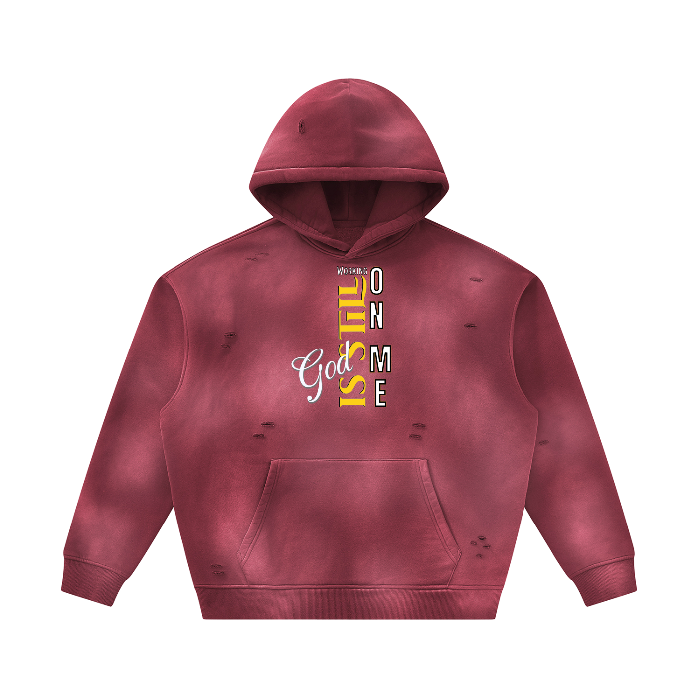 Unisex God's Working on Me Sunfade Frayed Fleece Hoodie – Vintage Washed