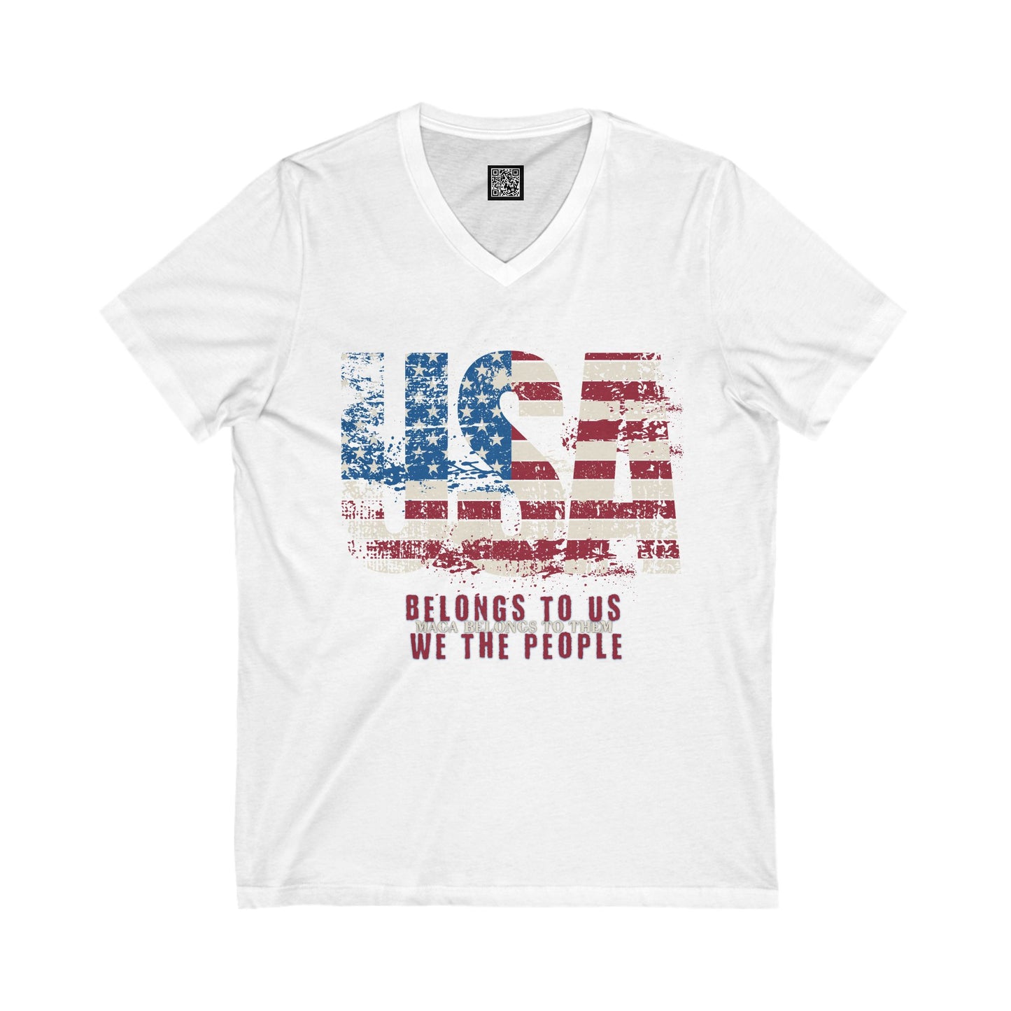 No Kings Protest V-Neck Tee - USA Belongs to Us WE the People, MAGA Belongs to Them, Fight Oligarchy T-Shirts, Hands Off Protest Shirt