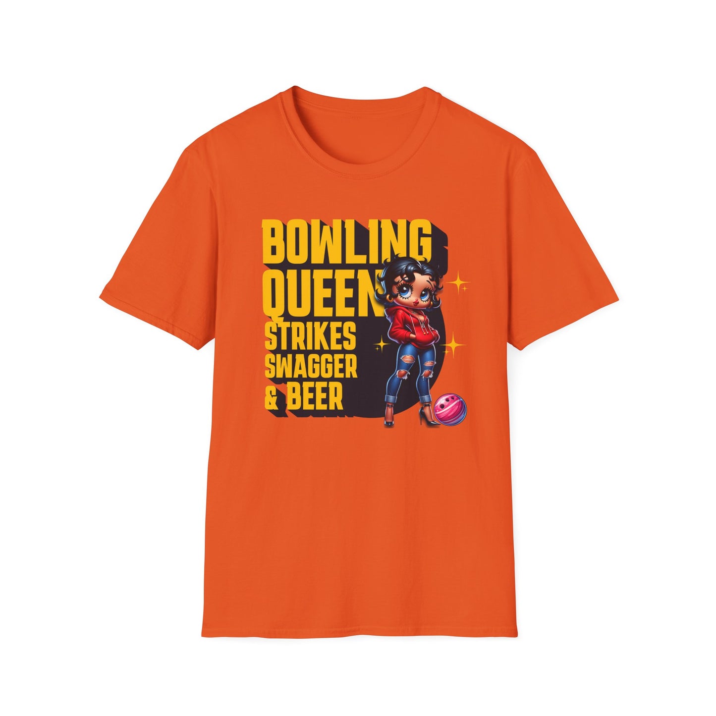 Betty Boop the Bowling Queen T-Shirt, Cute Betty Boop Shirt, Perfect Gift for a Bowler, Strikes Swagger & Beer