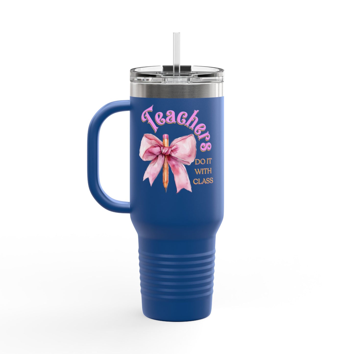 Stylish Insulated Travel Mug for Teachers, Cute 40oz Coquette Teacher Tumbler, Gifts for Educators, Coffee Lover Travel Cup, Back to School Mug Gift